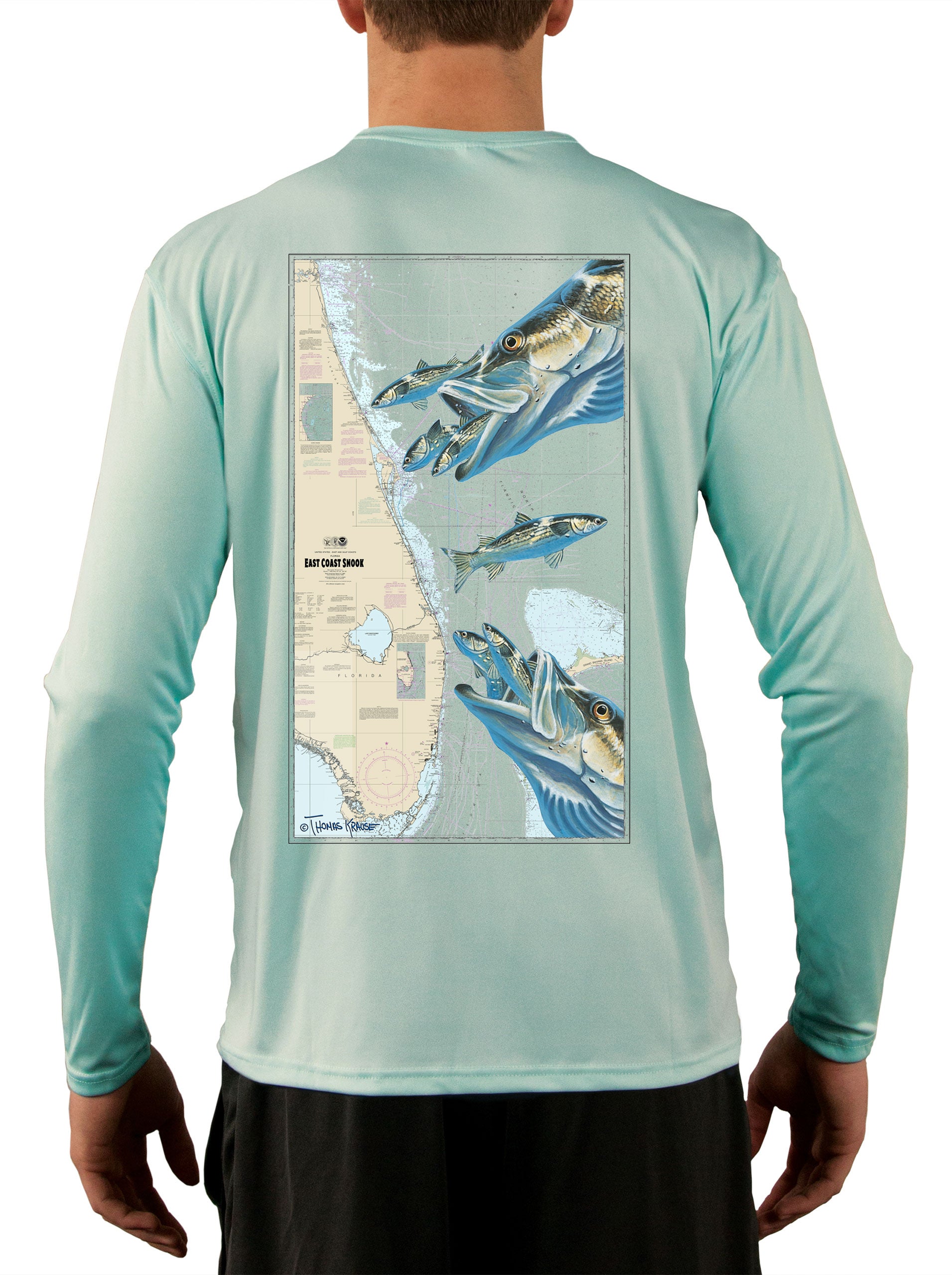 Florida East Coast Snook Fishing Shirts Florida or Snook Scale Sleeve Large / Seagrass
