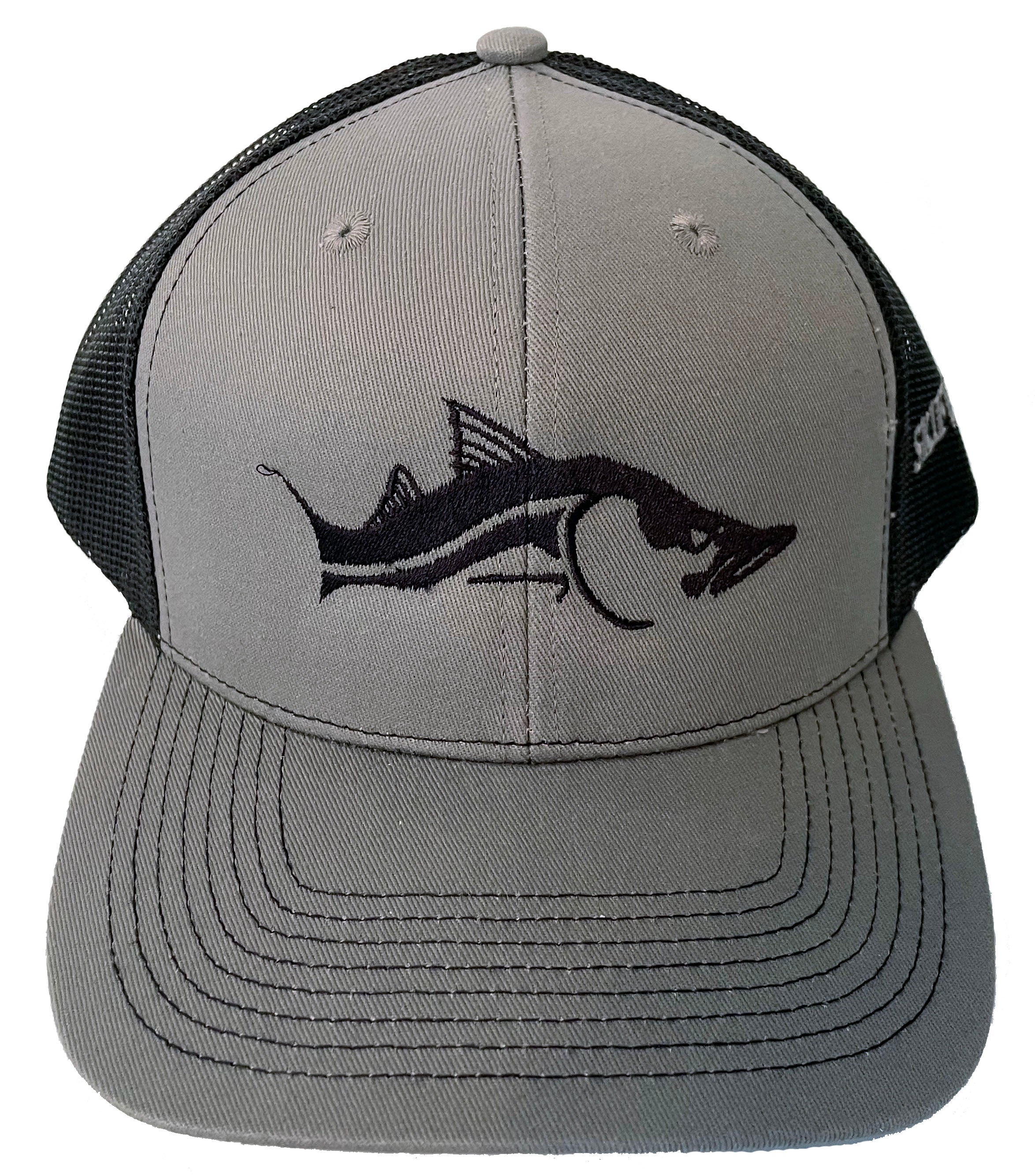 Snook Charcoal Gray Black Meshback Trucker Hats by Skiff Life