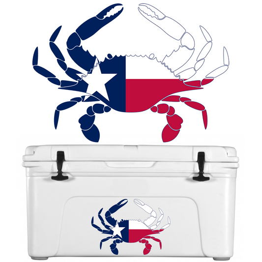 Blue Crab Decal Outline with Florida, Maryland, Louisiana, Virginia or Texas Flag