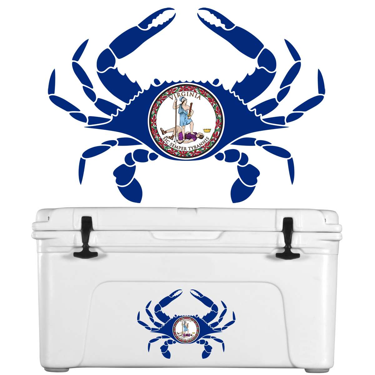 Blue Crab Decal Outline with Florida, Maryland, Louisiana, Virginia or Texas Flag - Skiff Life