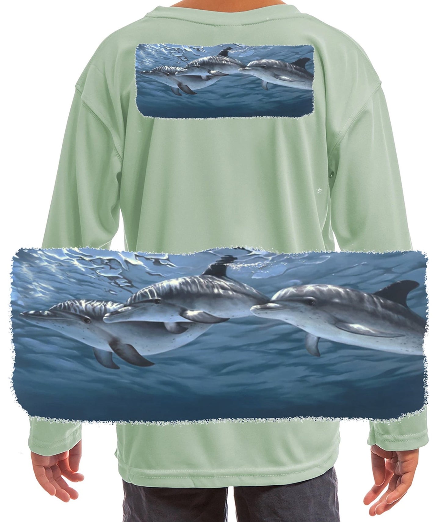Dolphins Swimming Youth Long Sleeve Tshirt for Kids - Skiff Life