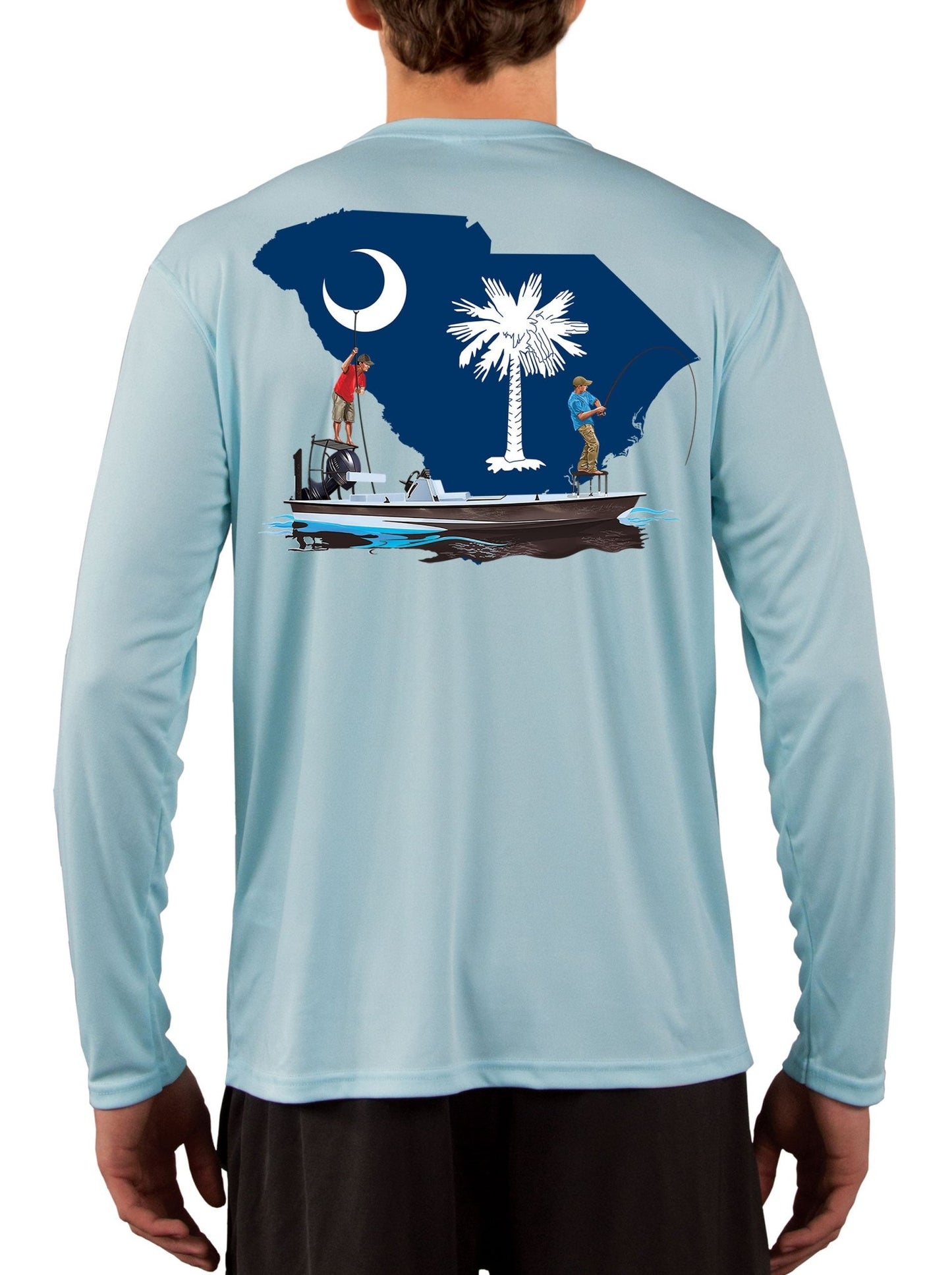 Fishing Shirt Poling Skiff South Carolina State Flag - Skiff Life