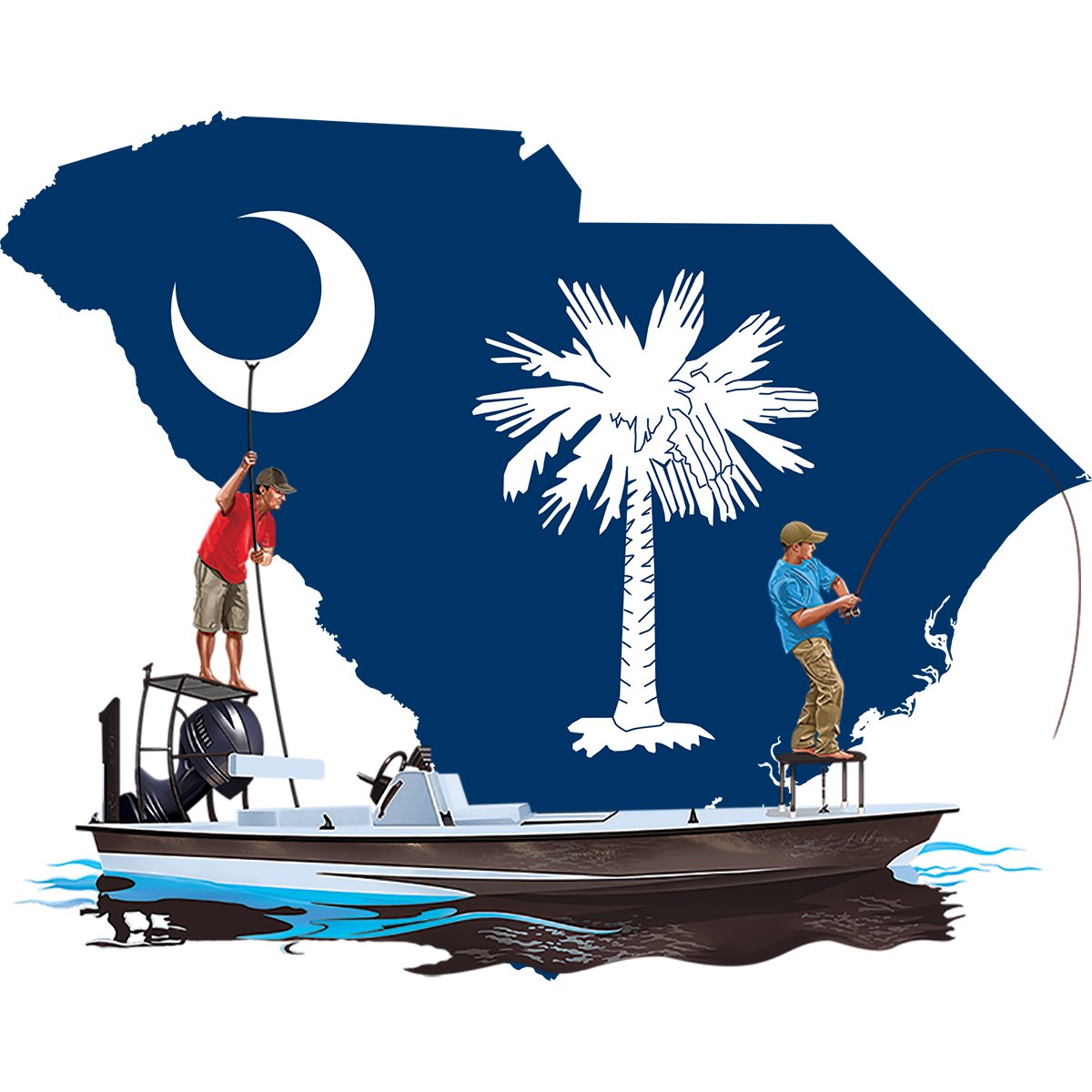 Fishing Shirt Poling Skiff South Carolina State Flag - Skiff Life