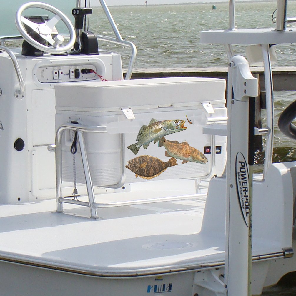 Inshore Slam Decals | Speckled Sea Trout, Redfish, Flounder | UV - Protected Vinyl by Skiff Life - Skiff Life
