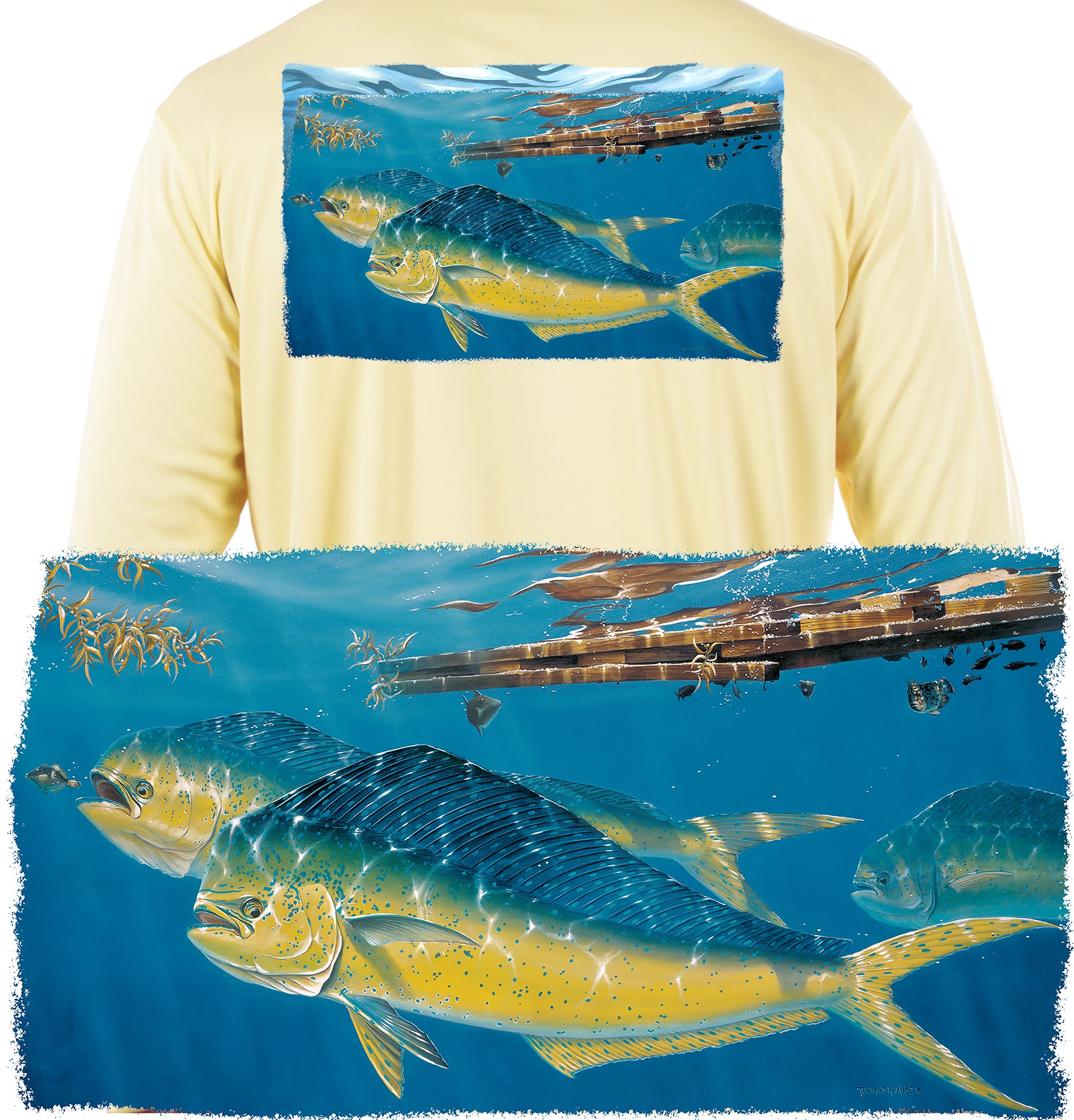 Mahi Dorado Dolfin Fishing Shirts Men's Quick Dry Lightweight UPF 50+ Long Sleeve Shirts Rash Guard Swim Shirts Hiking Shirts Moisture Wicking by