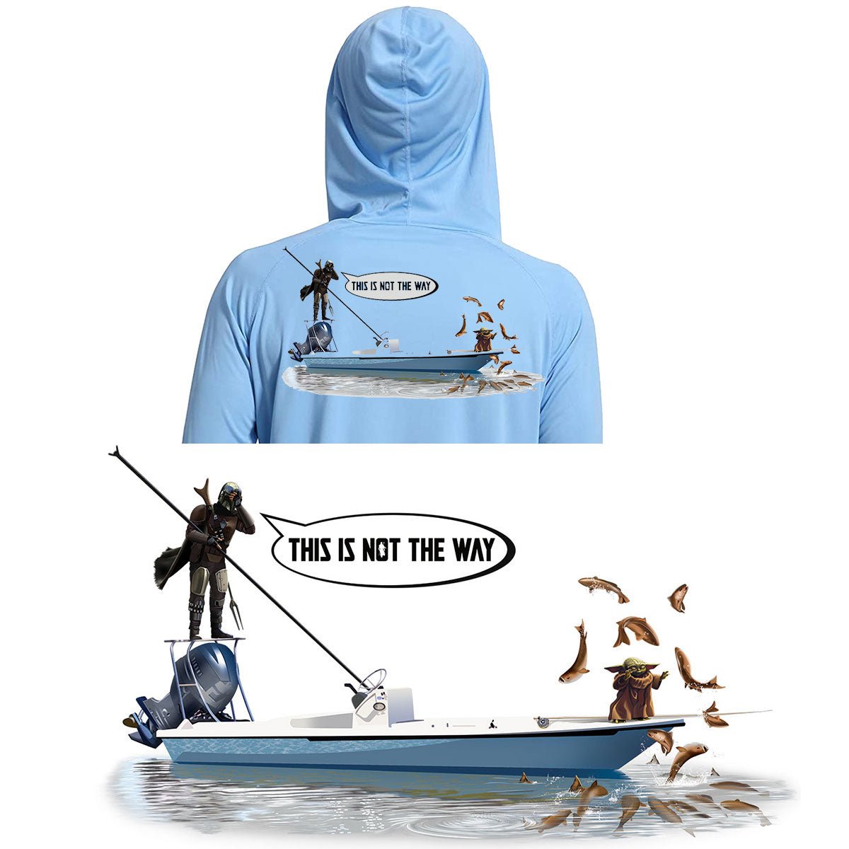 baby yoda fishing pole Mandalorian Hoodie Baby Yoda Hoodie For Kids Medium / Ice Blue