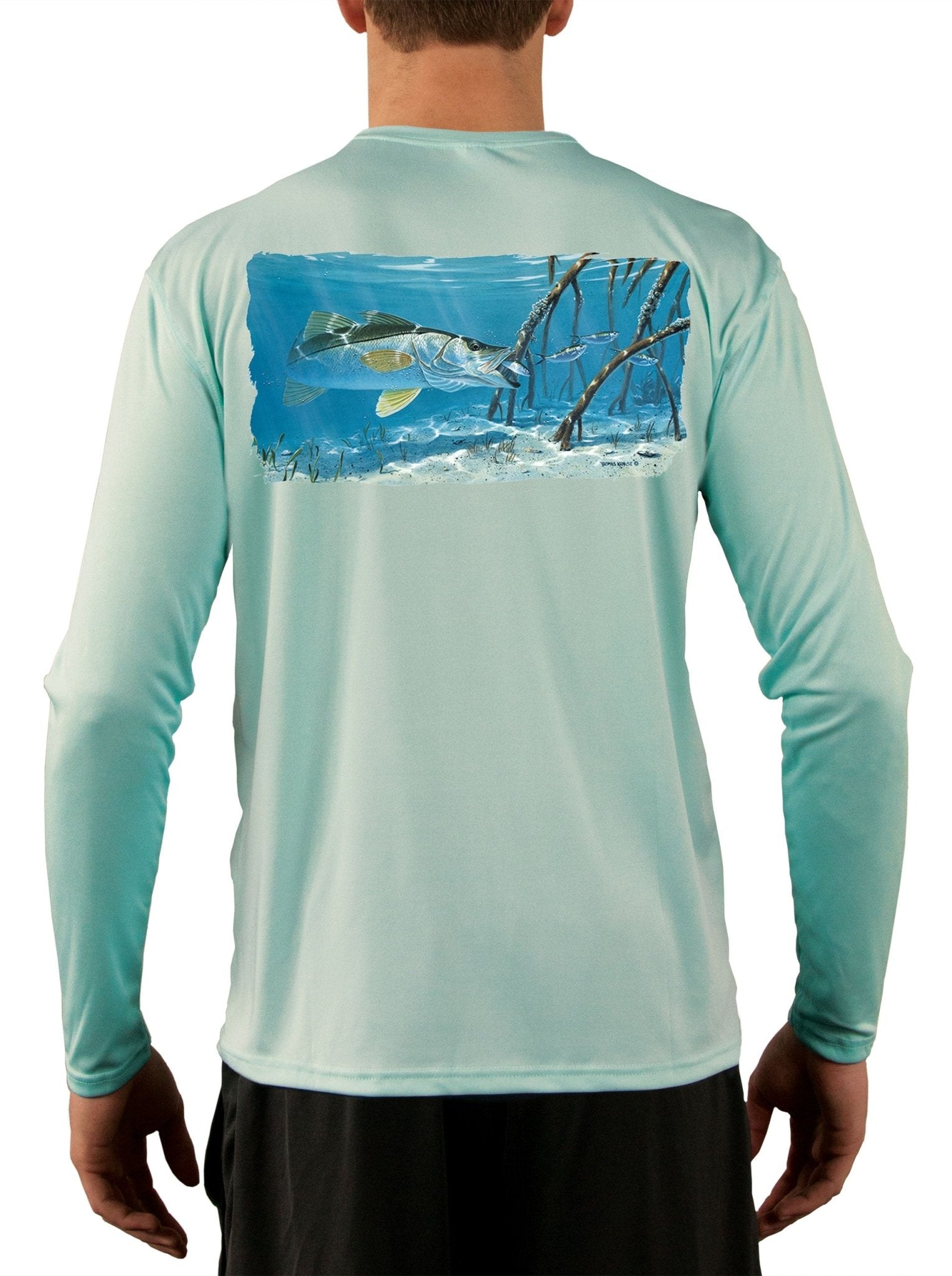 Mangrove Snook Fishing Shirts for Men with Optional Sleeve: Florida Flag or Snook Scale