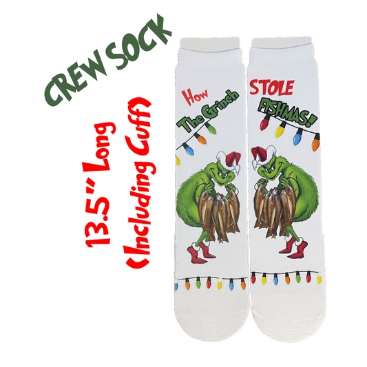 Grinch Stole Christmas Fishmas Socks - Skiff Life