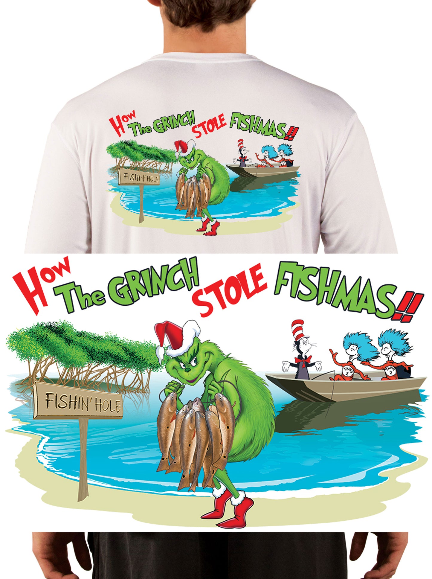 The Grinch Who Stole Christmas Fishmas Fishing Shirts by Skiff Life - Skiff Life
