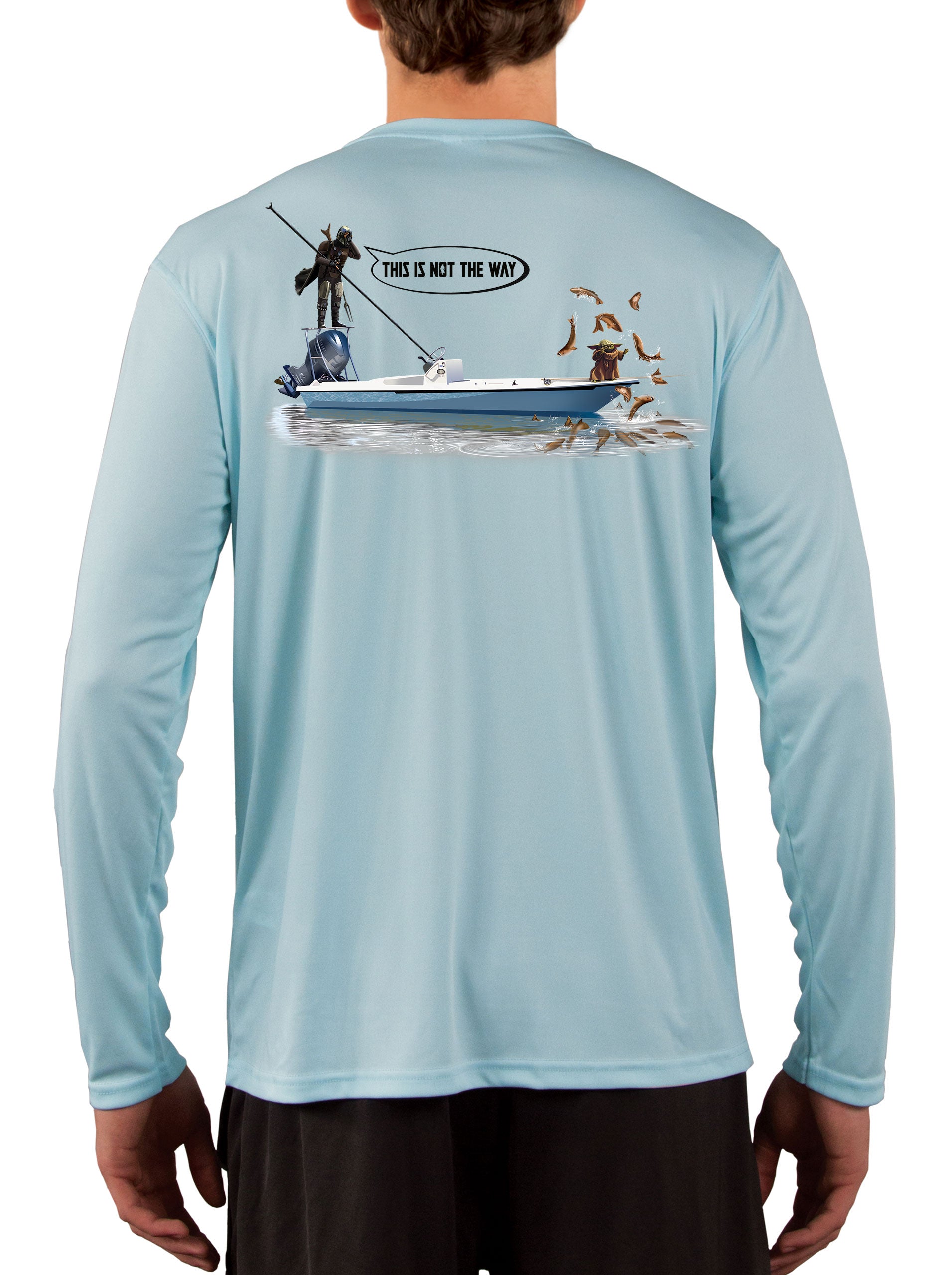 Mandalorian Grogu Baby Yoda Fishing Shirts for Men Star Wars Poling Skiff 4XL / Ice Blue