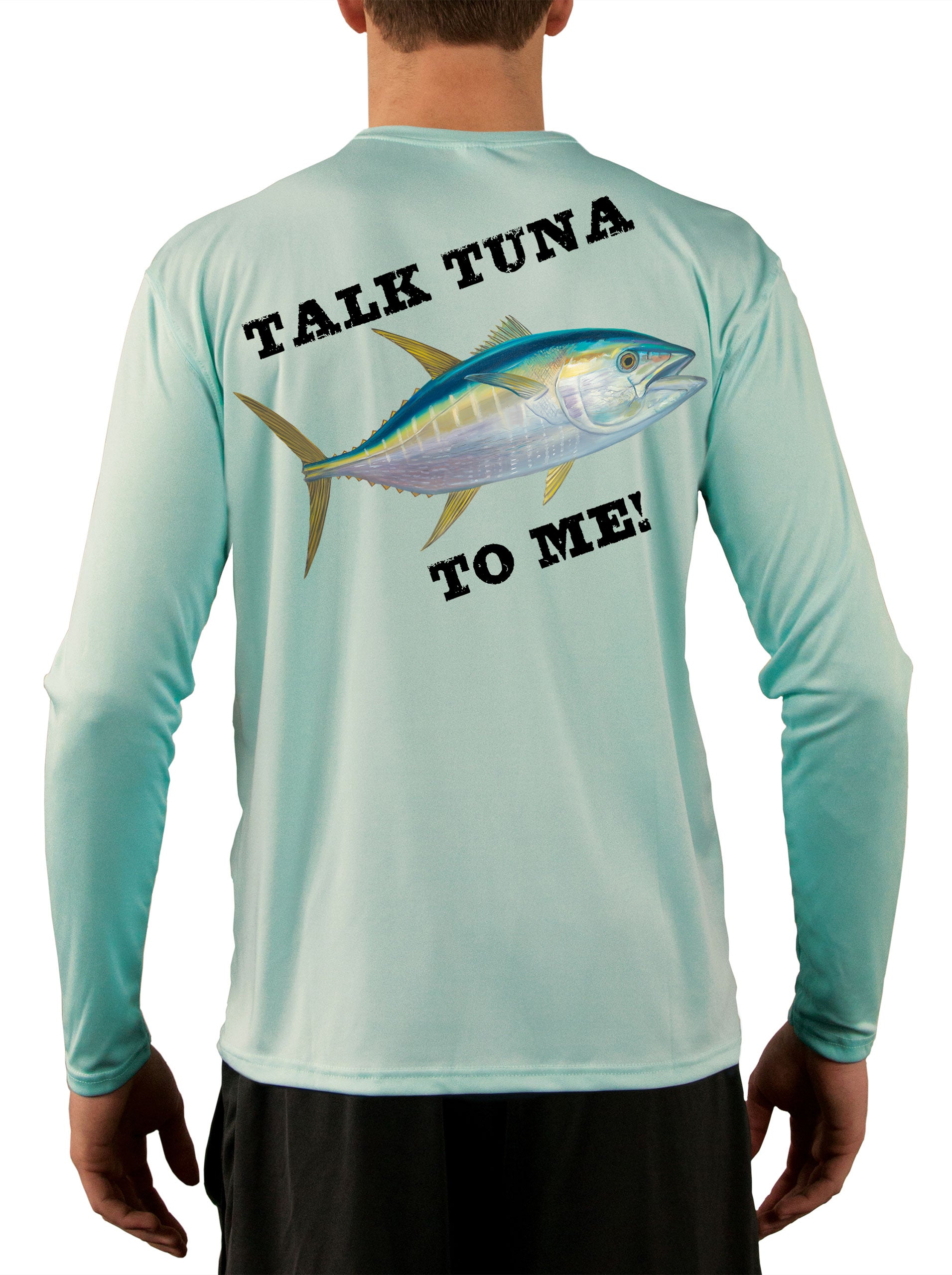 Tuna Talk Fishing Shirts for Men Long Sleeve, Moisture Wicking, 50+ UPF Fabric UV Protection Yellowfin Albacore Bluefin Tuna Fish Salt Water T-Shirt