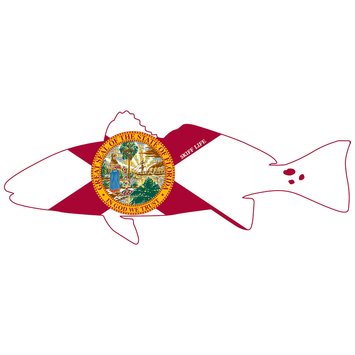Redfish Outline with Florida Flag Decal - Skiff Life