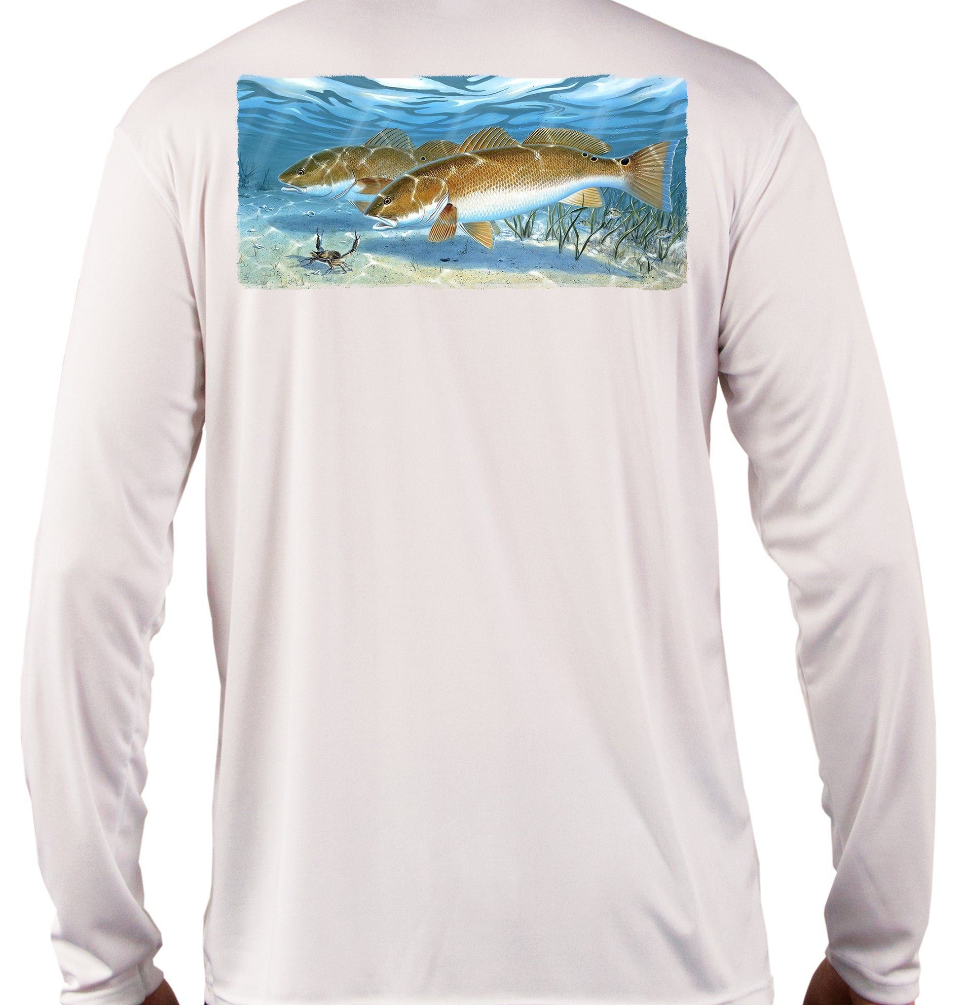 Redfish Hunting Blue Crab Fishing Shirts Men's Quick Dry Lightweight UPF 50+ Long Sleeve Shirts Rash Guard Swim Shirts Hiking Shirts Moisture Wicking