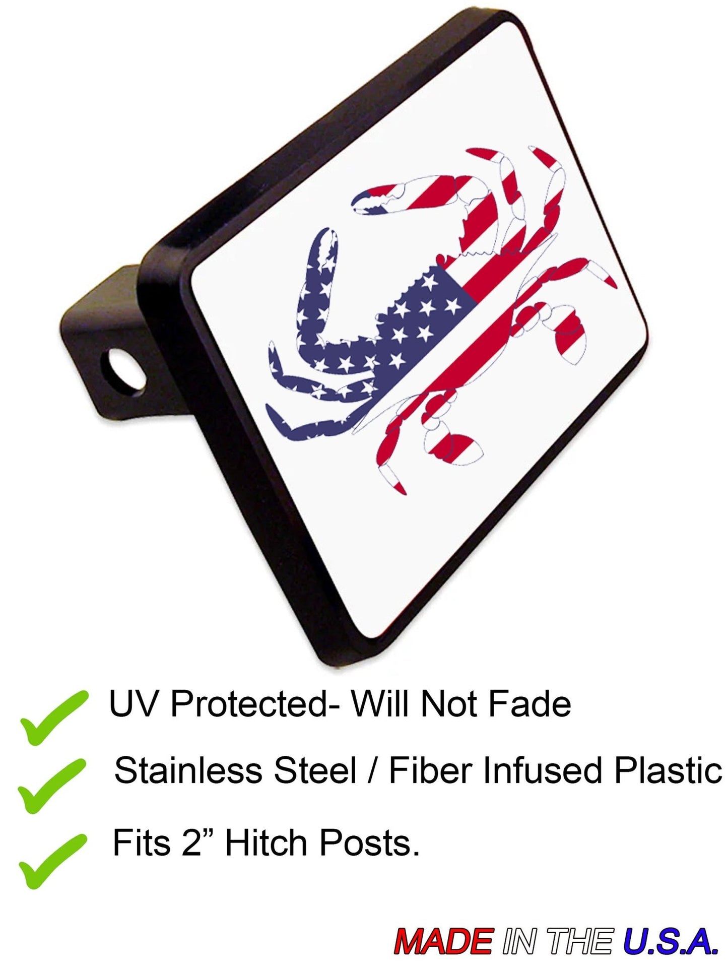 Blue Crab Tow Hitch Cover Maryland or US Flag 2" Trailer Hitch Covers - Skiff Life