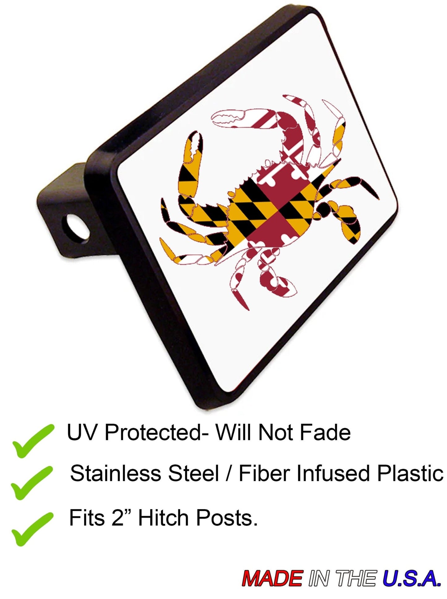 Blue Crab Tow Hitch Cover Maryland or US Flag 2" Trailer Hitch Covers - Skiff Life