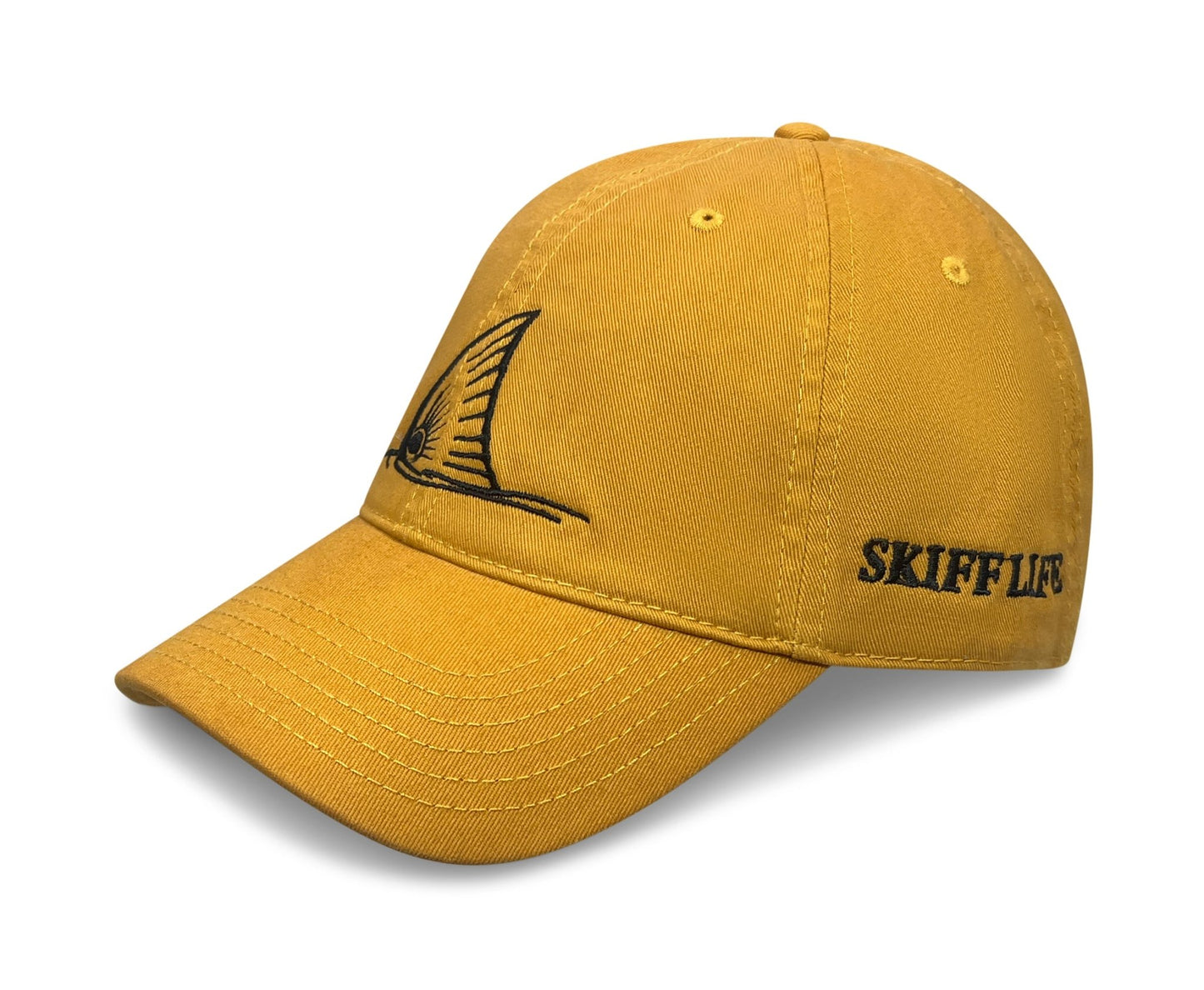 Fishing Cap – Red Drum Fish Tail Embroidery – Mustard Yellow | Skiff Life - Skiff Life