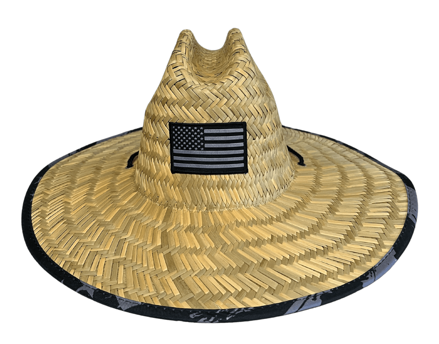 Fishing Straw Hat – United State Flag Patch Water-Resistant & Natural - Skiff Life