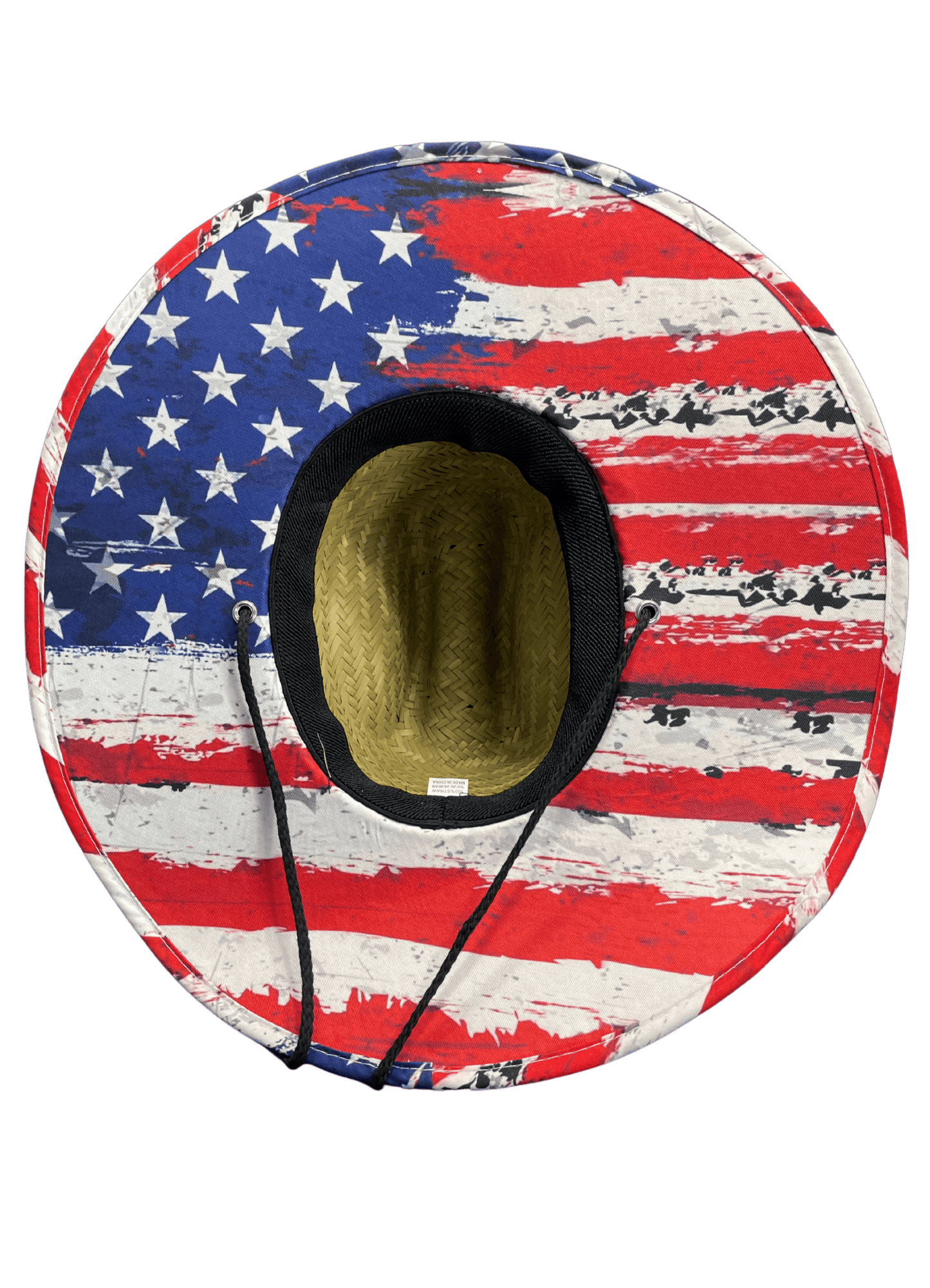 Fishing Straw Hat – United State Flag Patch Water-Resistant & Natural - Skiff Life