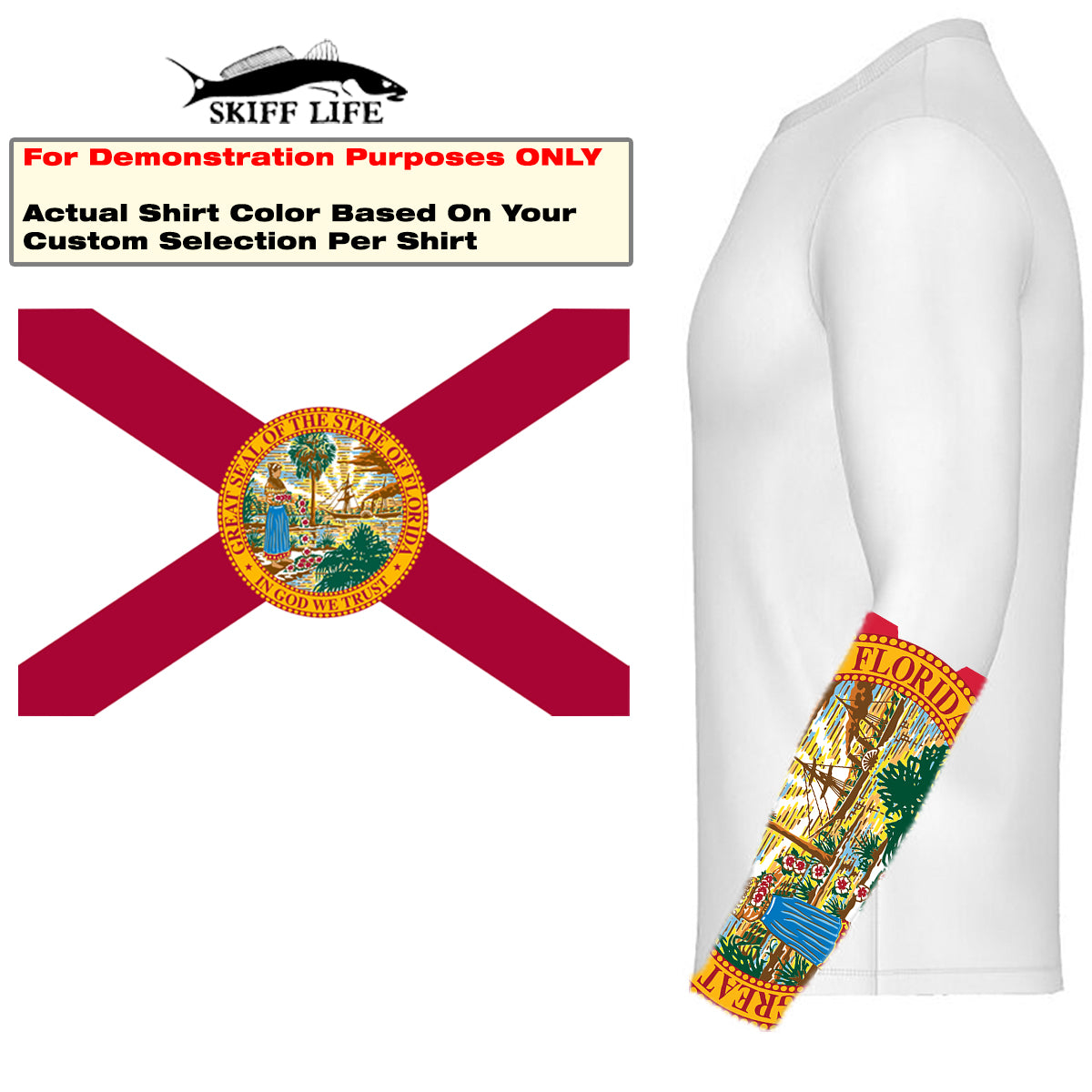Hoodie Snook Florida Fishing Shirt optional Florida Flag Sleeve - Skiff Life