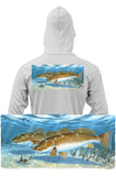 Redfish Fishing Hoodie Shirts Men's Quick Dry Lightweight UPF 50+ Long Sleeve Hoodie Shirts Rash Guard Swim Shirts Hiking Shirts Moisture Wicking by Skiff Life - Skiff Life