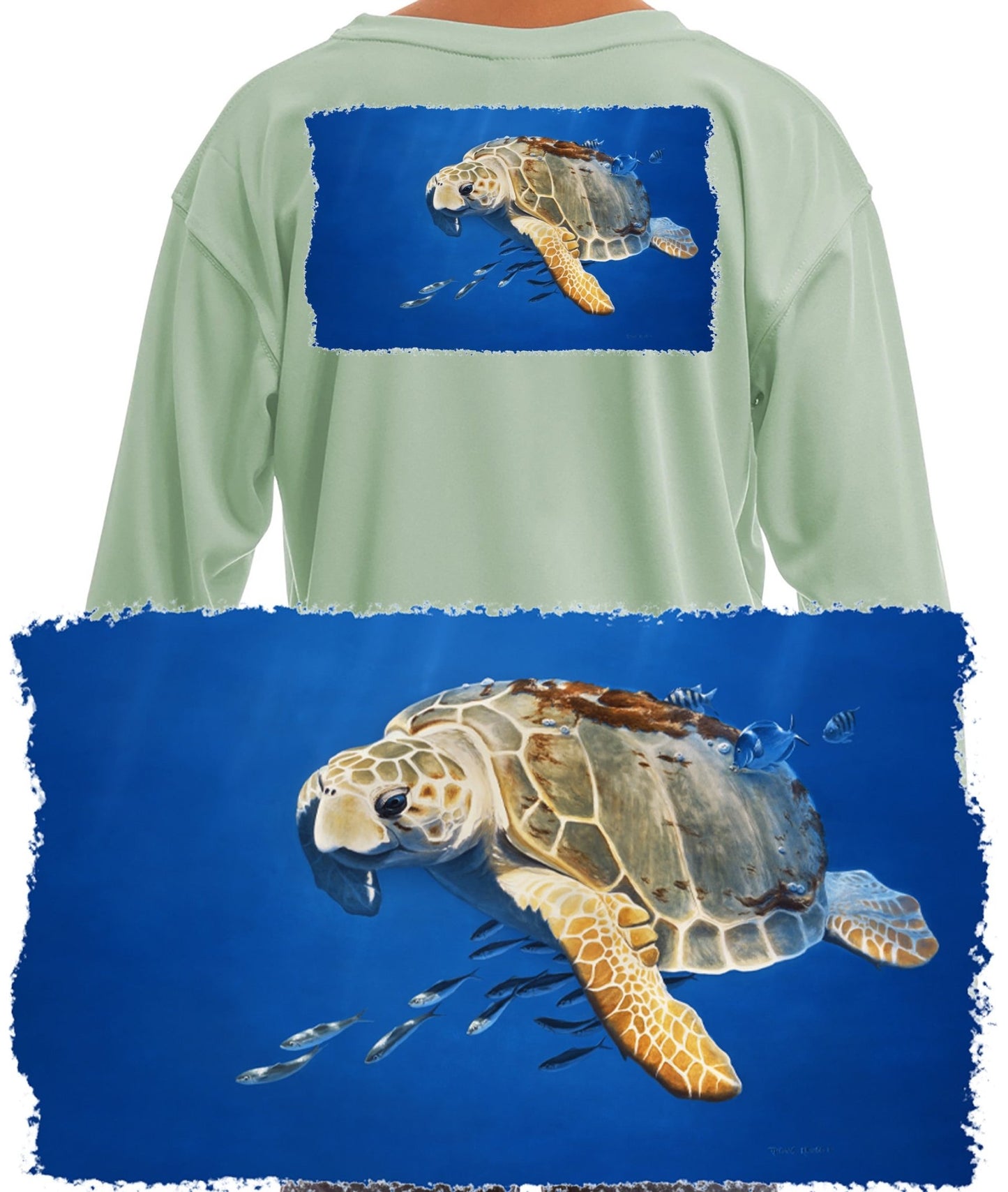 Loggerhead Sea Turtle Youth Long Sleeve Tshirt for Kids - Skiff Life
