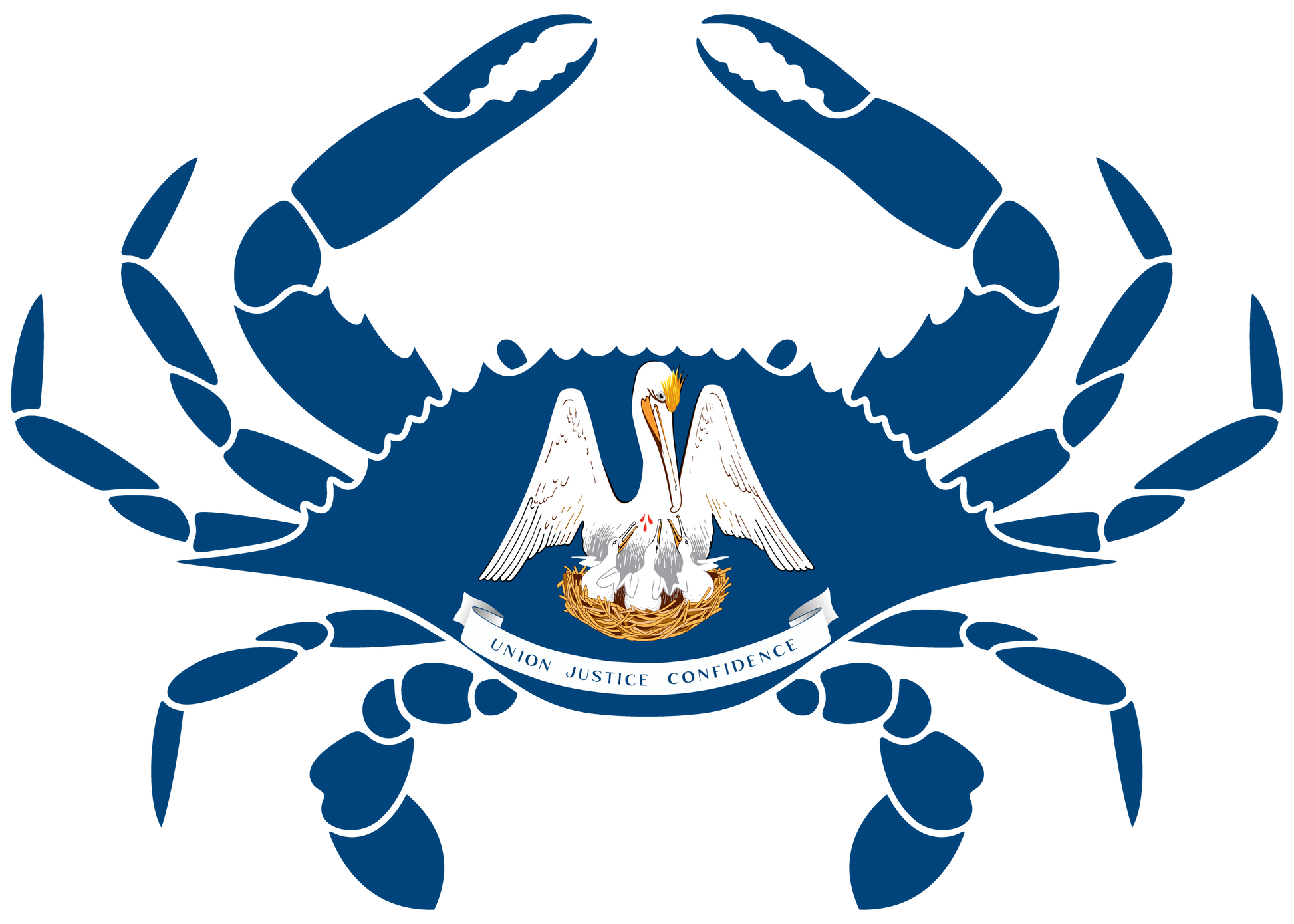 Blue Crab Decal Outline with Florida, Maryland, Louisiana, Virginia or Texas Flag - Skiff Life