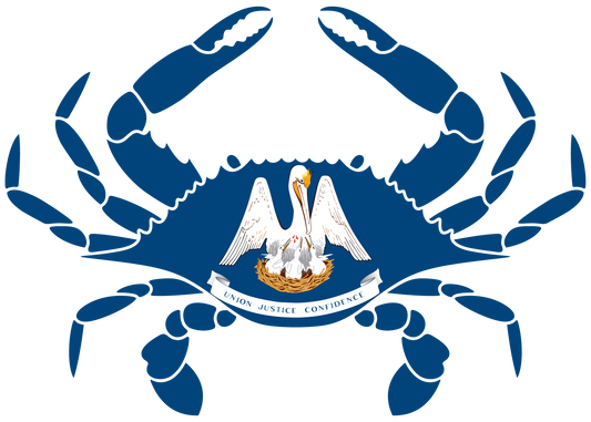 Blue Crab Decal Outline with Florida, Maryland, Louisiana, Virginia or Texas Flag - Skiff Life