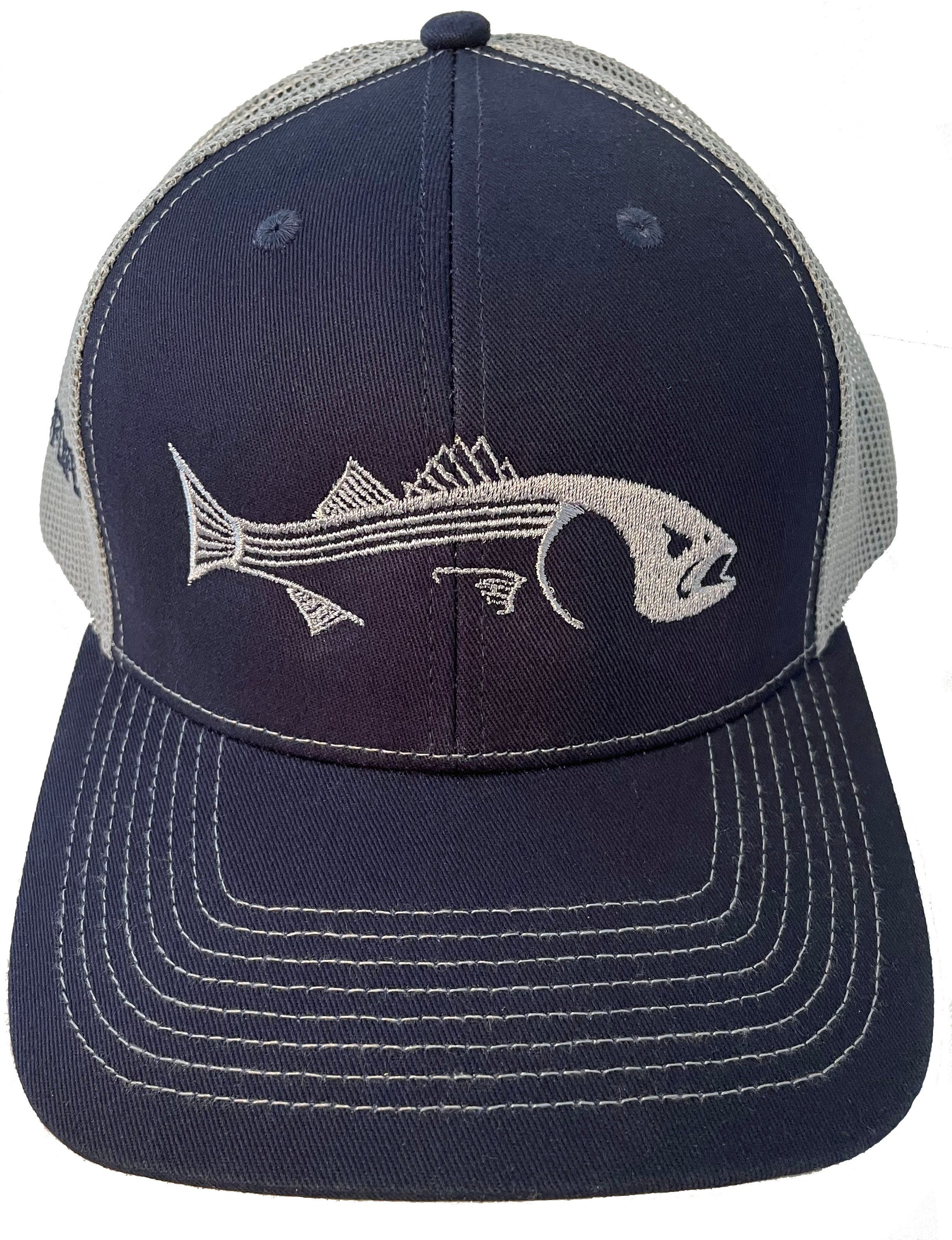 Striped Bass Navy Blue/Gray Striper Meshback Trucker Hats by Skiff Lif –  Skiff Life