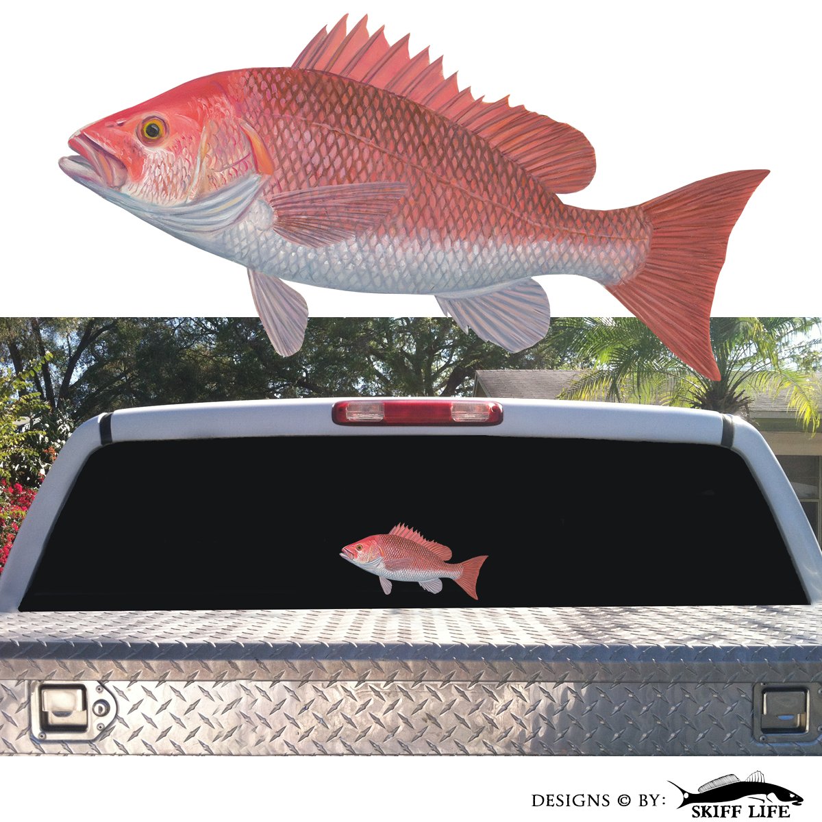 Fish Snapper Stickers Red Snapper Decal UV-Protected Vinyl Red Snapper Sticker for Cars, Tru ...