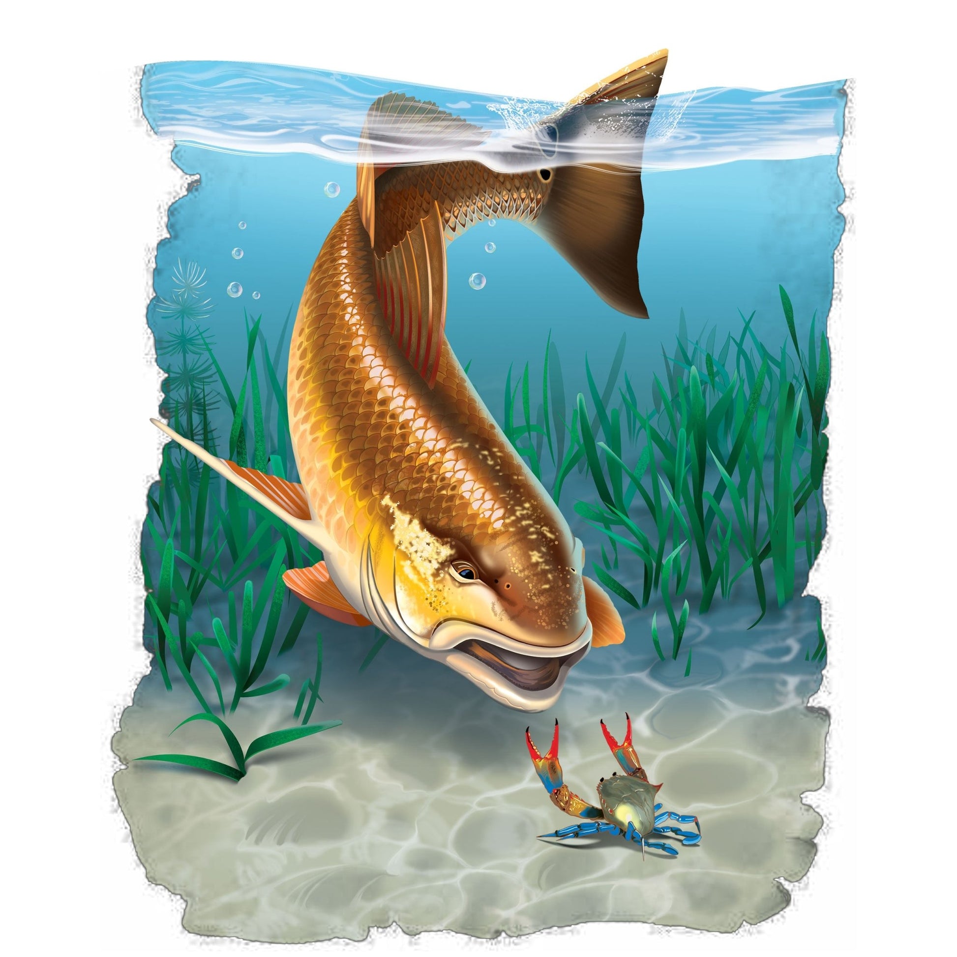 Redfish Men's Fishing Shirt Last Stand Blue Crab - Skiff Life