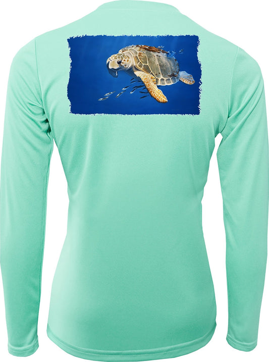 Sea Turtle Shirt for Women featuring Loggerhead by Skiff Life - Skiff Life