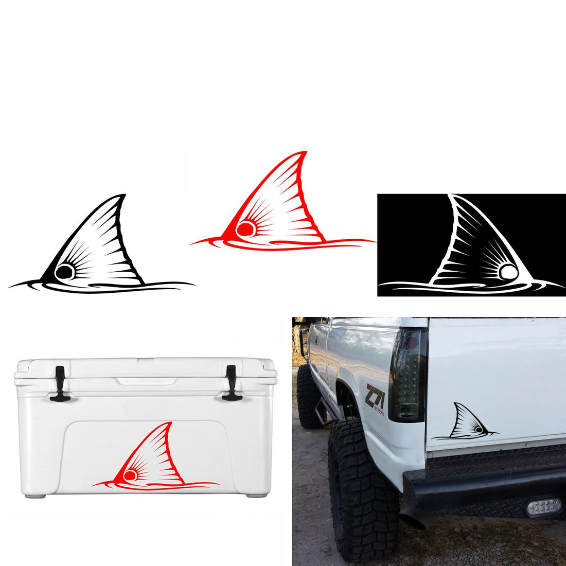 Redfish Rocker Panel Wrap Skiff Life Tailing Redfish Decal in Red Vinyl - UV-Protected Vinyl Red