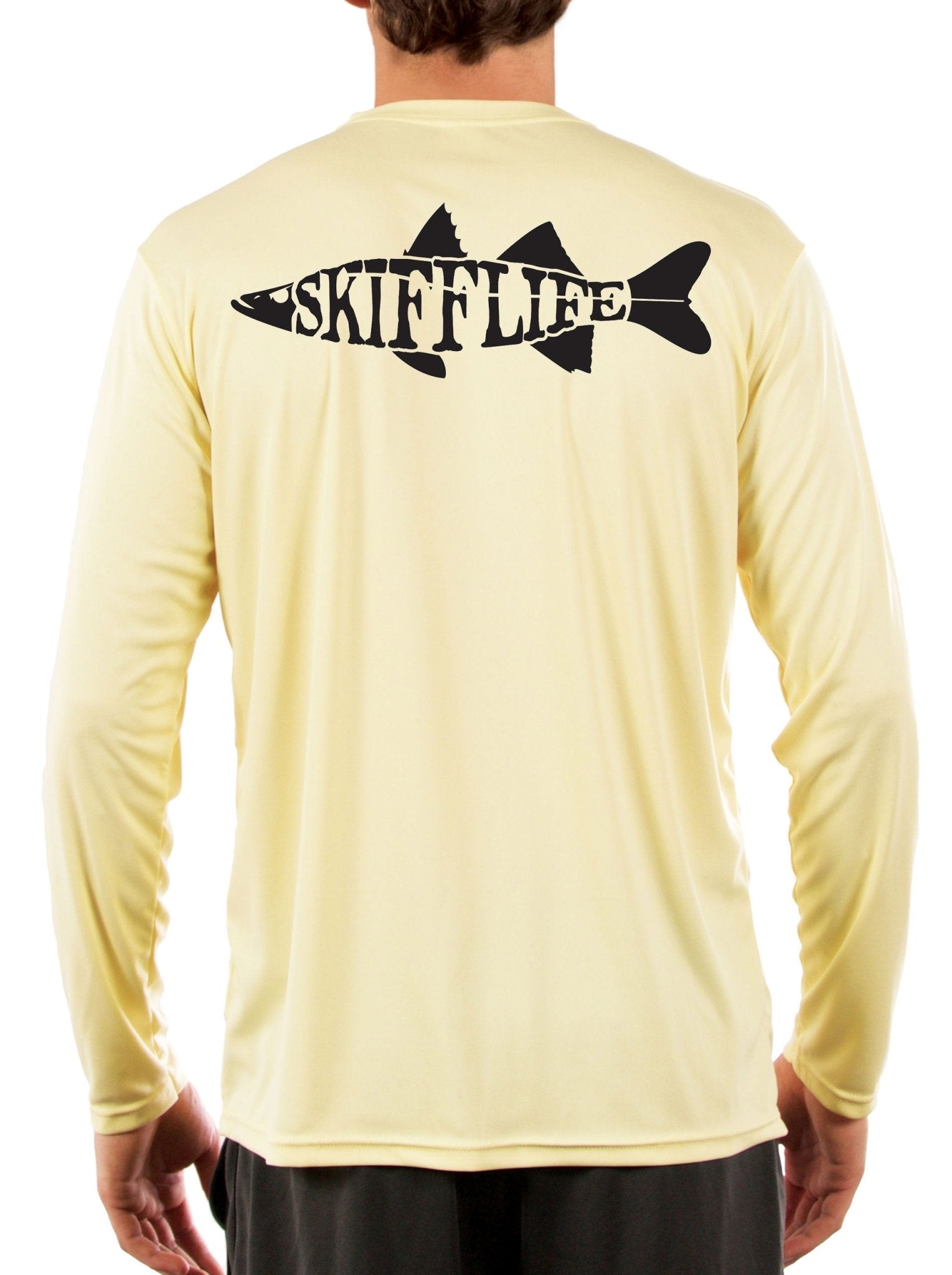 Snook Fishing Shirt with Skiff Life Text Snook Fish - Long Sleeve, UPF