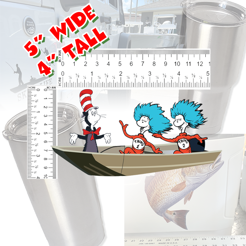 Dr. Seuss, Thing 1 Thing 2 and The Grinch Stole Christmas Fishmas Decal Sticker - Skiff Life