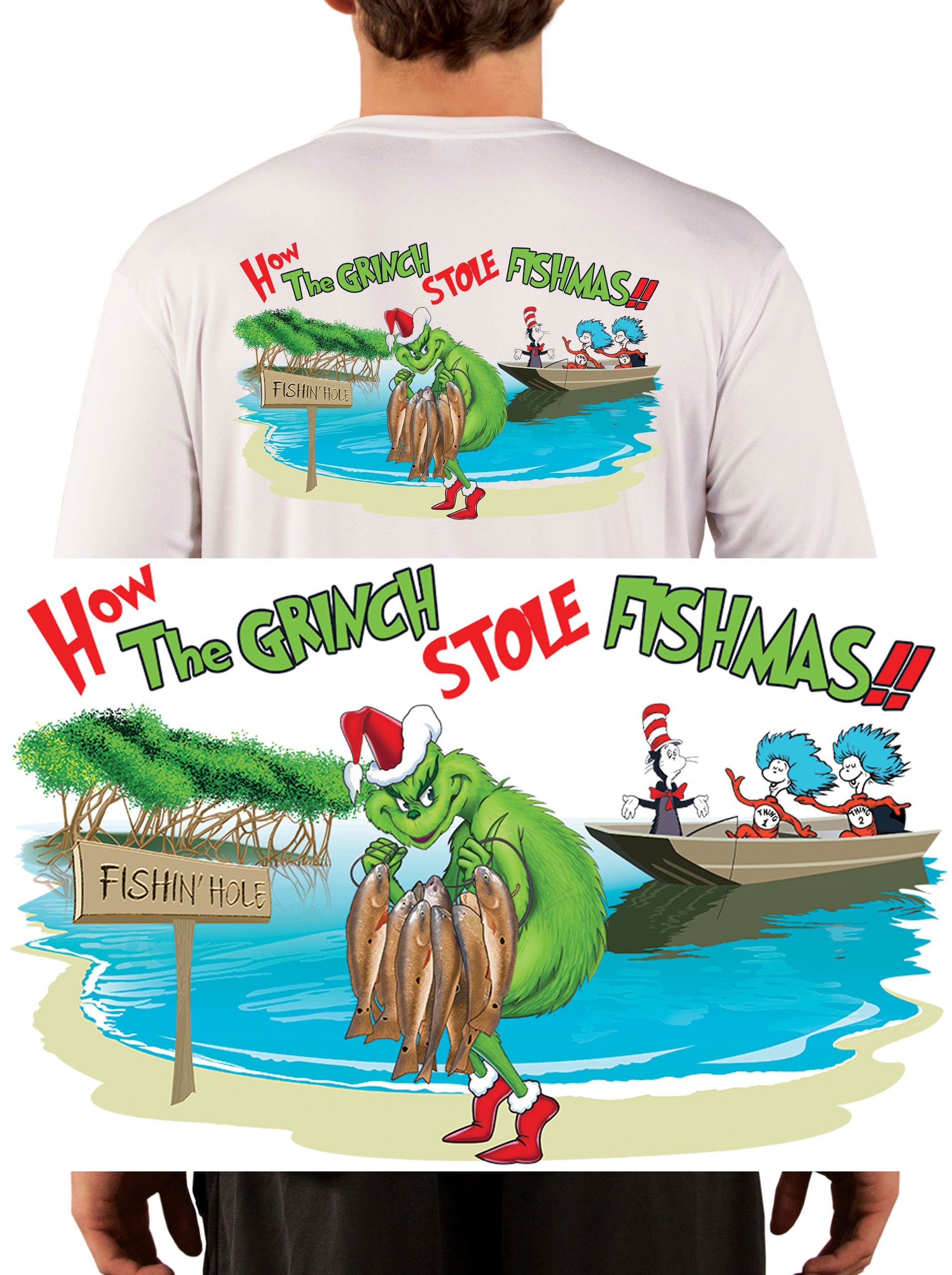 The Grinch Who Stole Christmas Fishmas Fishing Shirts by Skiff Life - Skiff Life