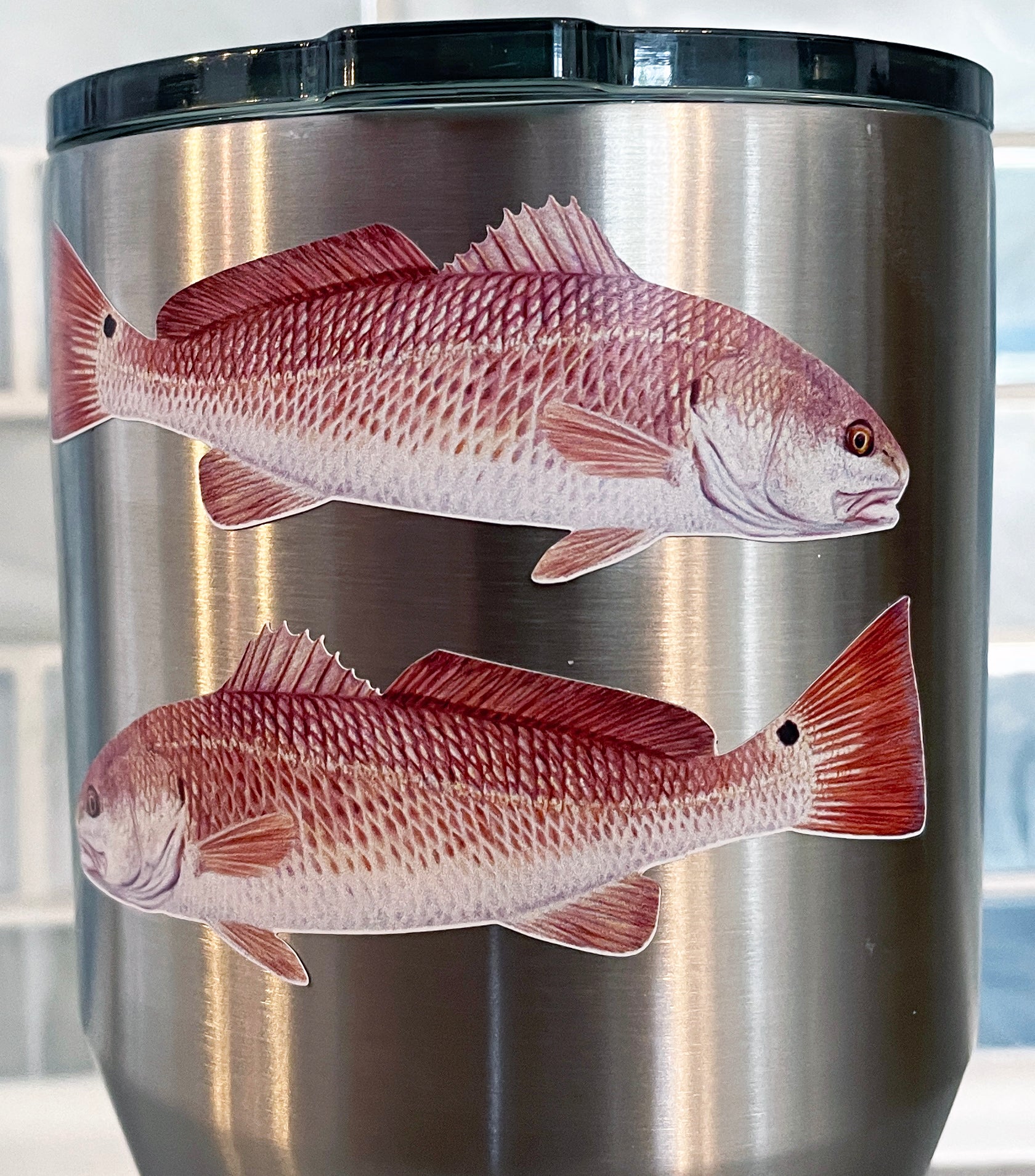 Qty. 2 Redfish Decal Red Drum Fishing Stickers Lifelike Mini - Skiff Life