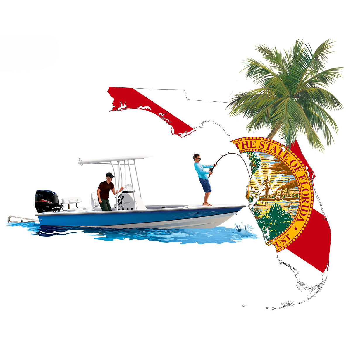 Florida Flag Center Console Boat Fishing Shirt - Skiff Life