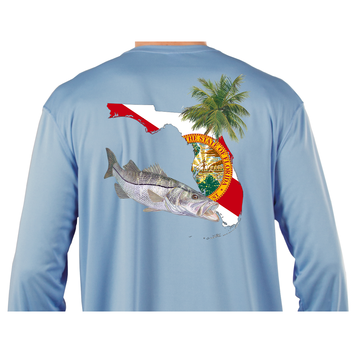 Kids Fishing Shirts Snook Florida State Flag Custom Sleeve – Skiff