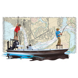 Jacksonville Florida Fishing Nautical Map with Poling Skiff Fishing Shirts for Men - Skiff Life