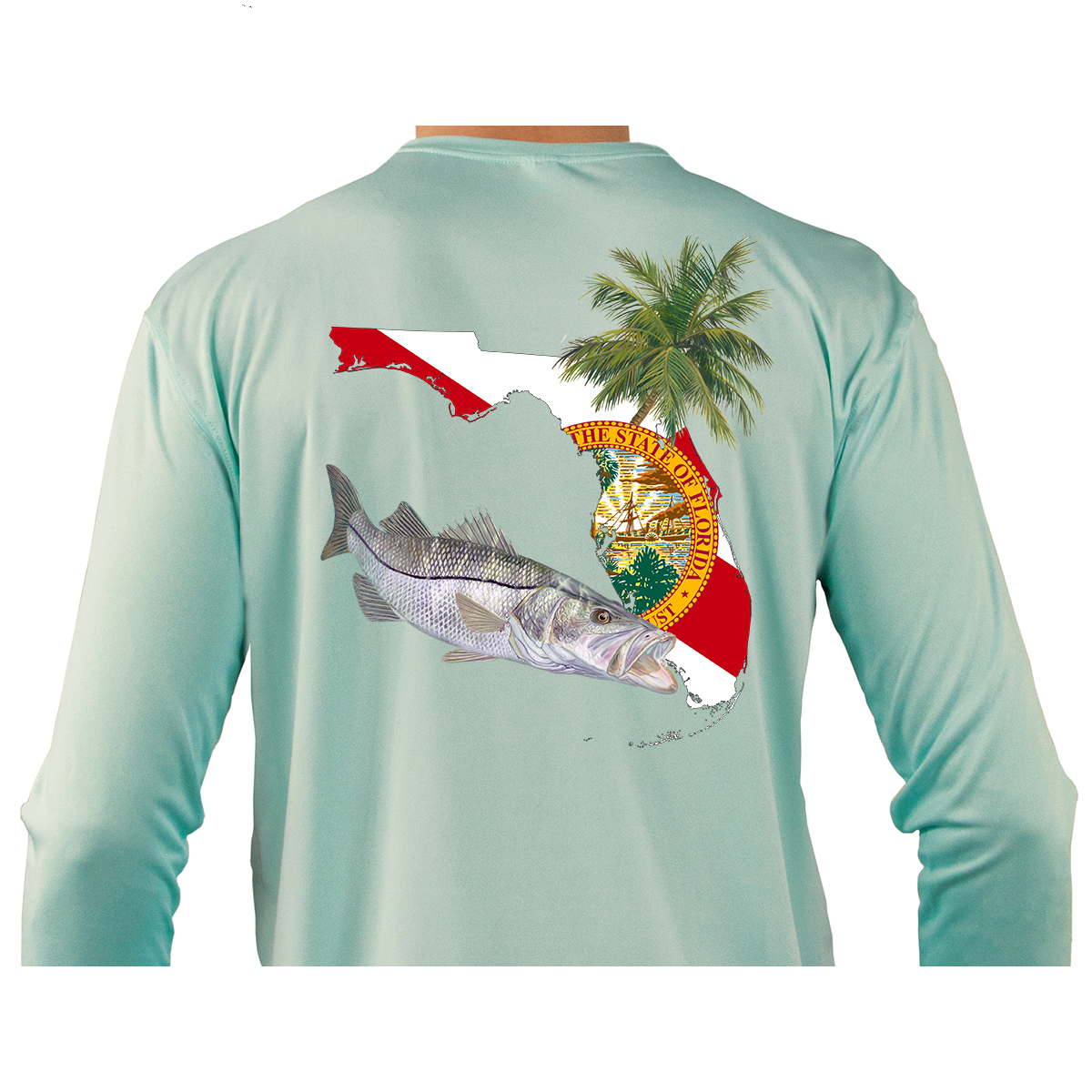 Kids Fishing Shirts Snook Florida State Flag Custom Sleeve - Skiff Life