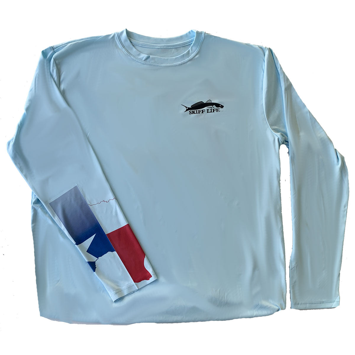 Fishing Shirt Poling Skiff Texas State Flag with Optional Flag Sleeve - Skiff Life