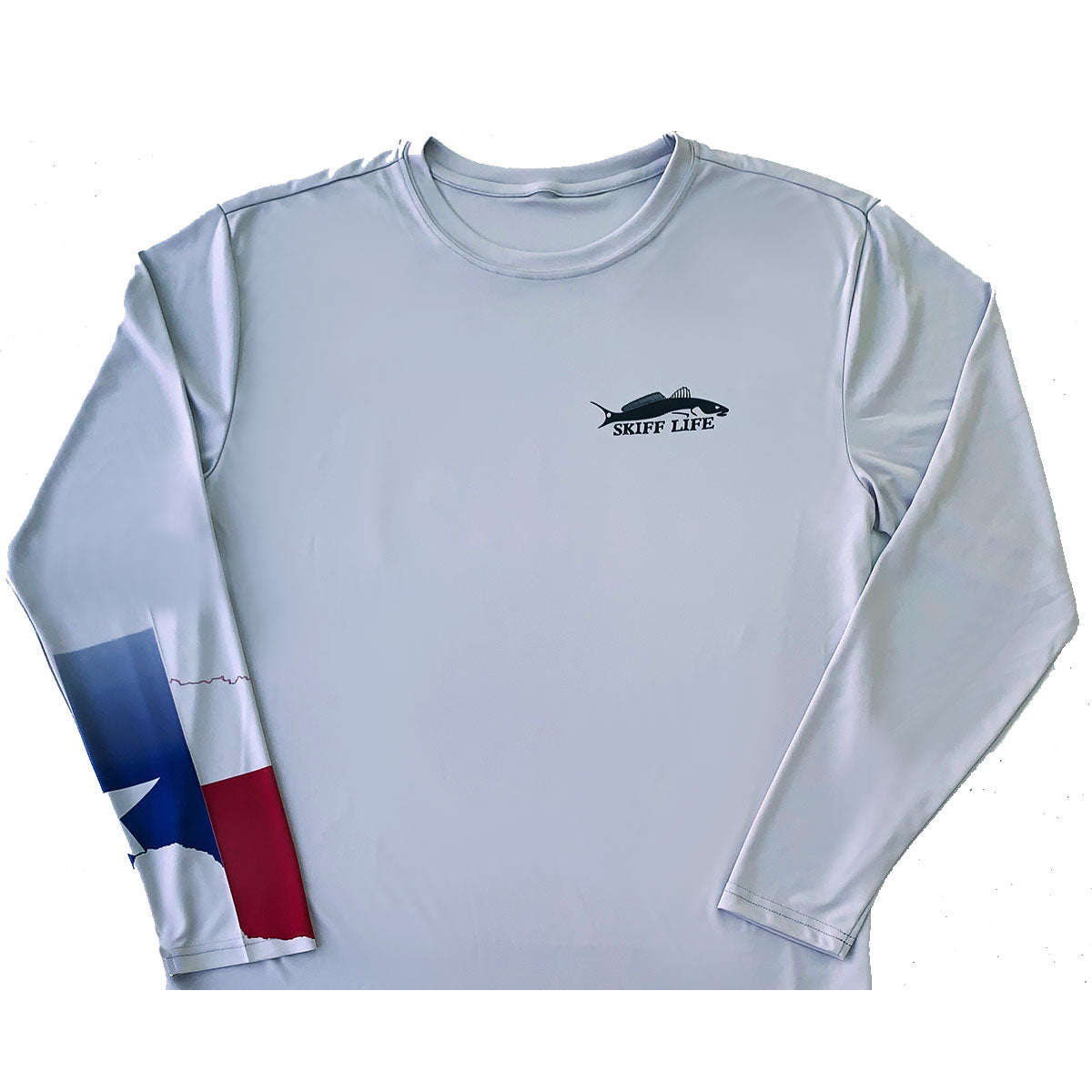 Texas Red Spec Fishing Shirt Texas State Flag with Optional Flag Sleeve - Skiff Life