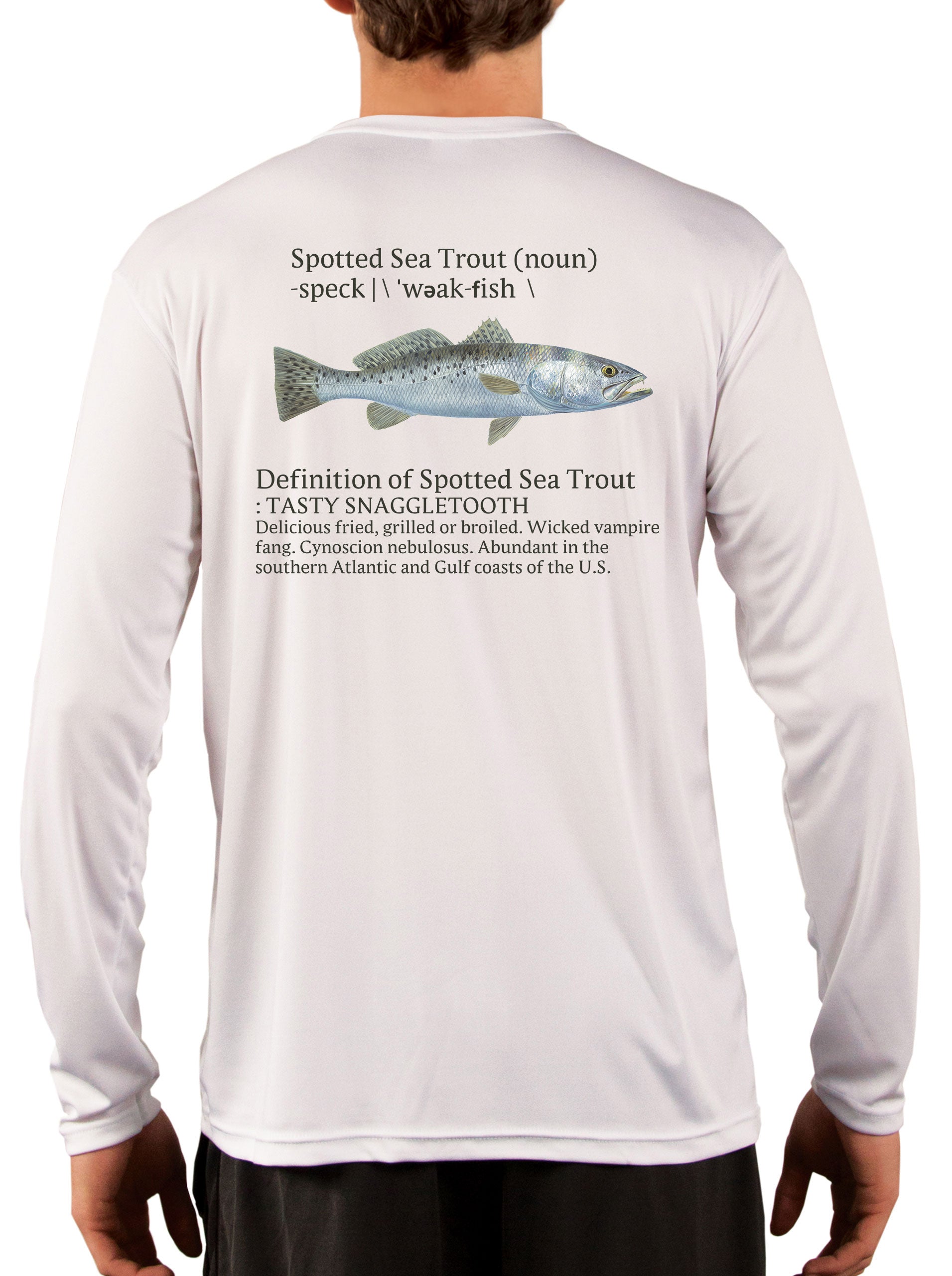 Speckled Trout Fishing Shirts for Men Skiff Inshore - UV Protected +50 Sun Protection with Moisture Wicking Technology 2XL / White