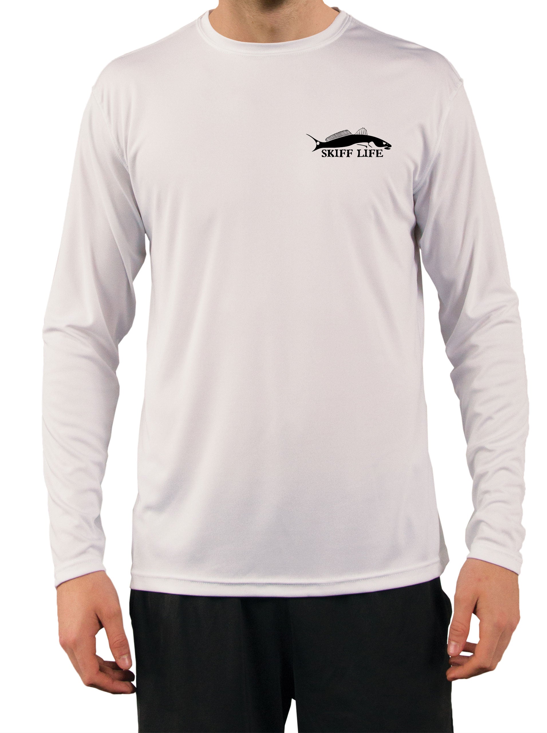 [NEW ARTWORK] Snook Florida Long Sleeve Mens Fishing Shirt with Florida State Flag Sleeve - Skiff Life