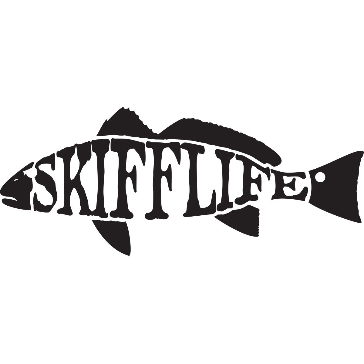 Redfish Decal using Skiff Life text - Skiff Life