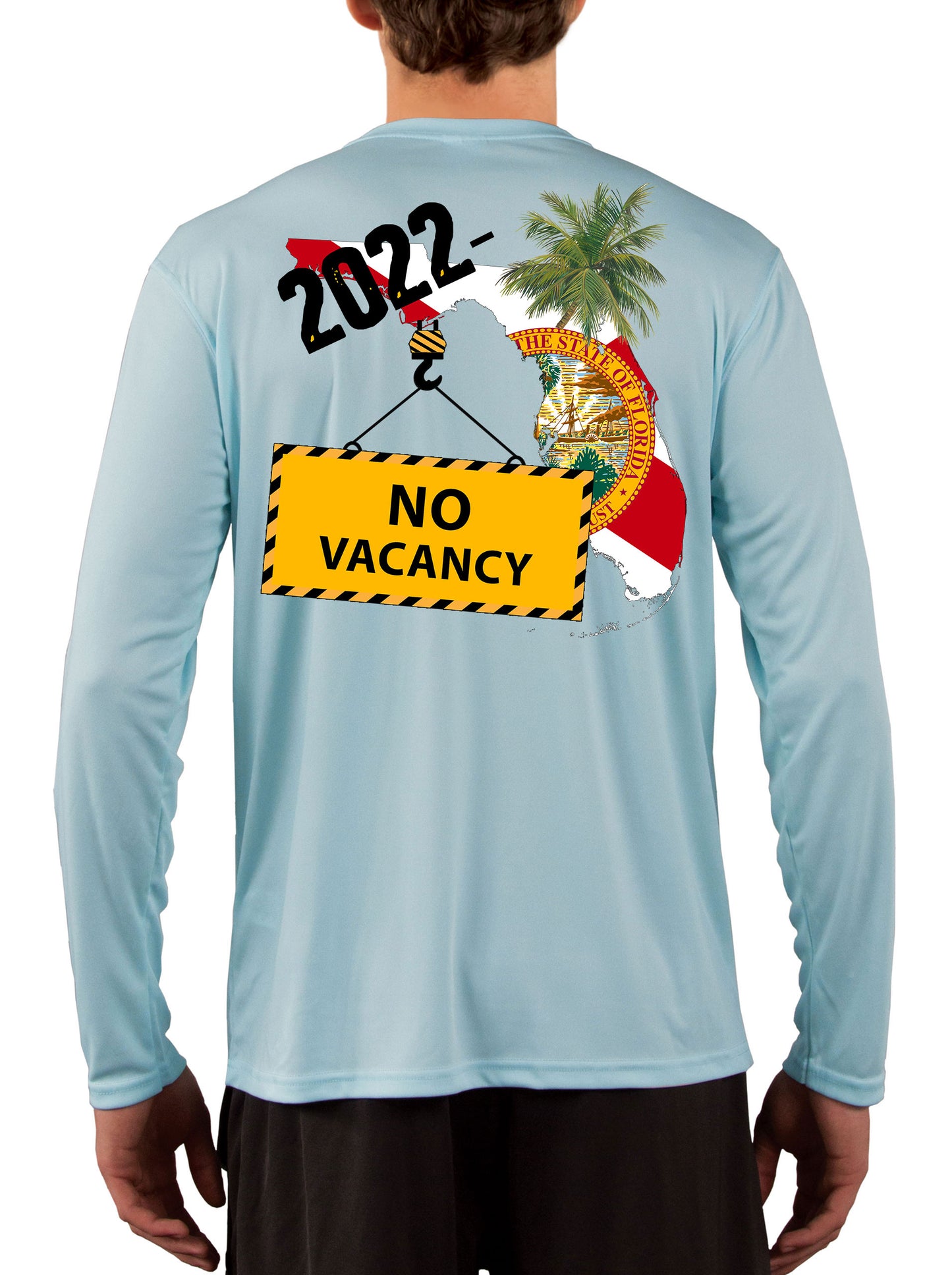 Florida No Vacancy 2022- and Beyond Fishing Shirt with Optional Flag Sleeve - Skiff Life