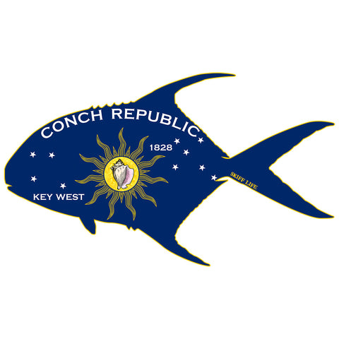 Permit Outline with Conch Republic Flag Decal - Skiff Life