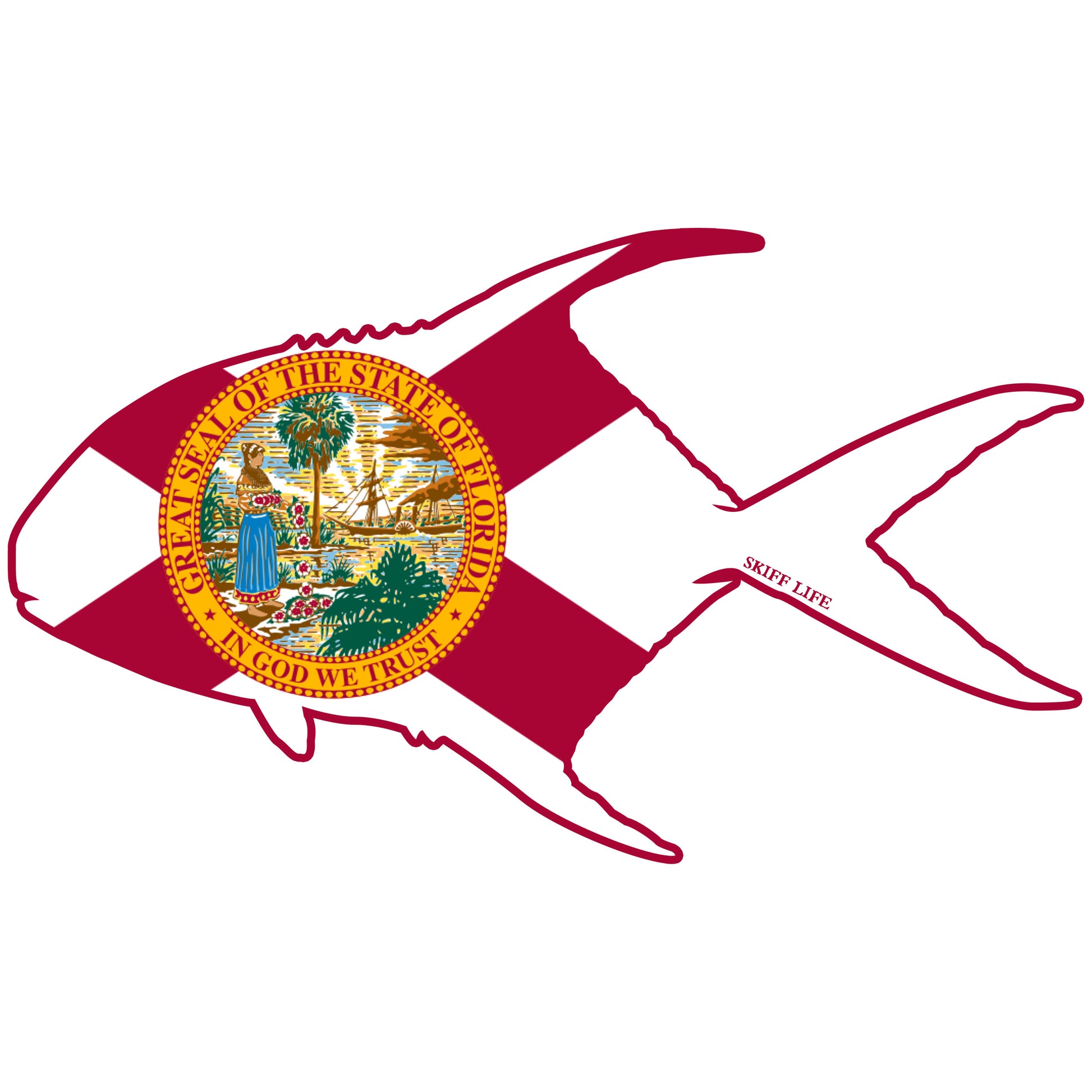 Florida State Flag Permit Florida Keys Fishing Shirt - Skiff Life