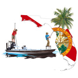 Fishing Shirt Poling Skiff Florida State Flag with Optional Flag Sleeve - Skiff Life