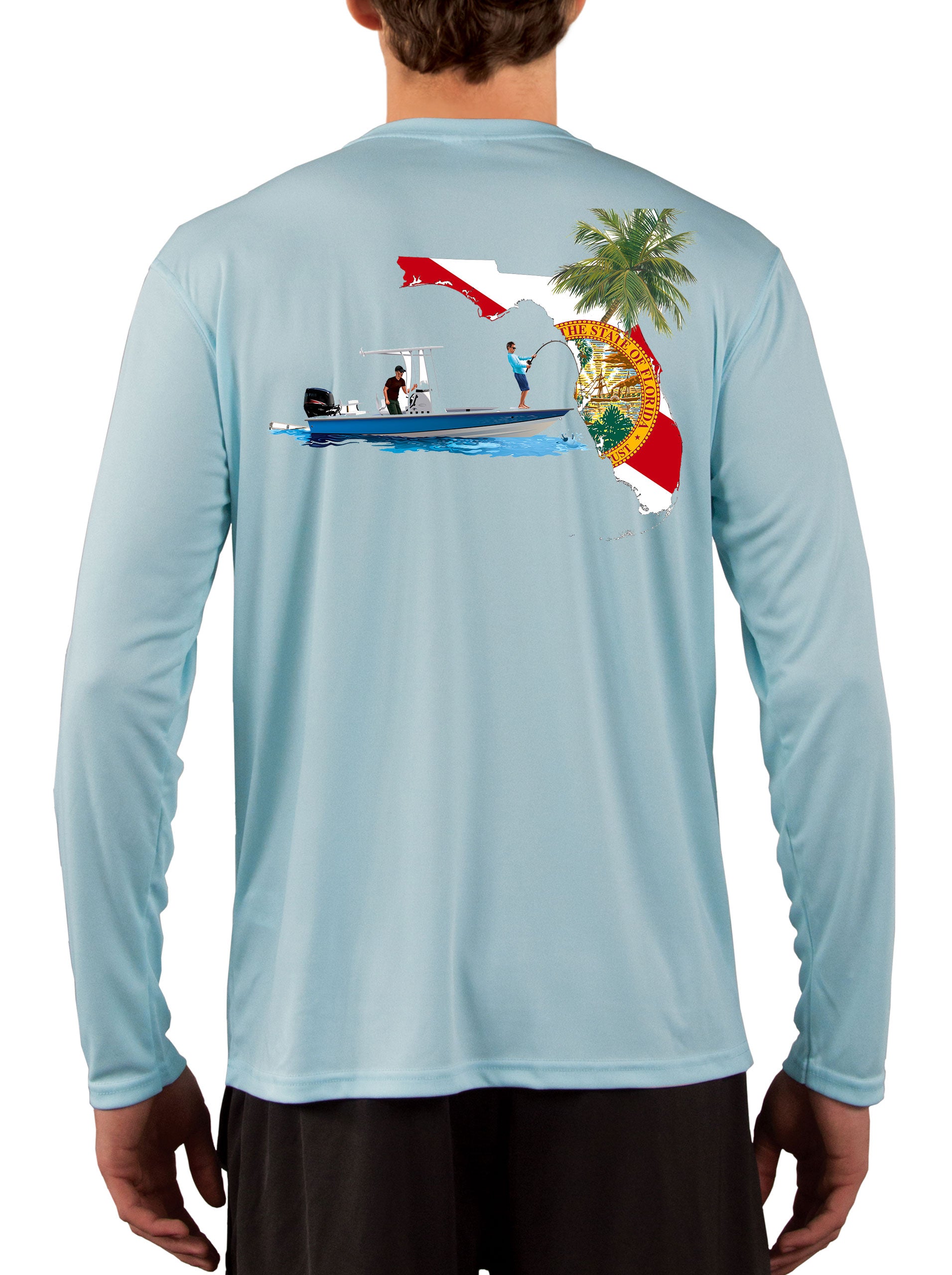 Florida Flag Center Console Boat Fishing Shirt with Optional Flag